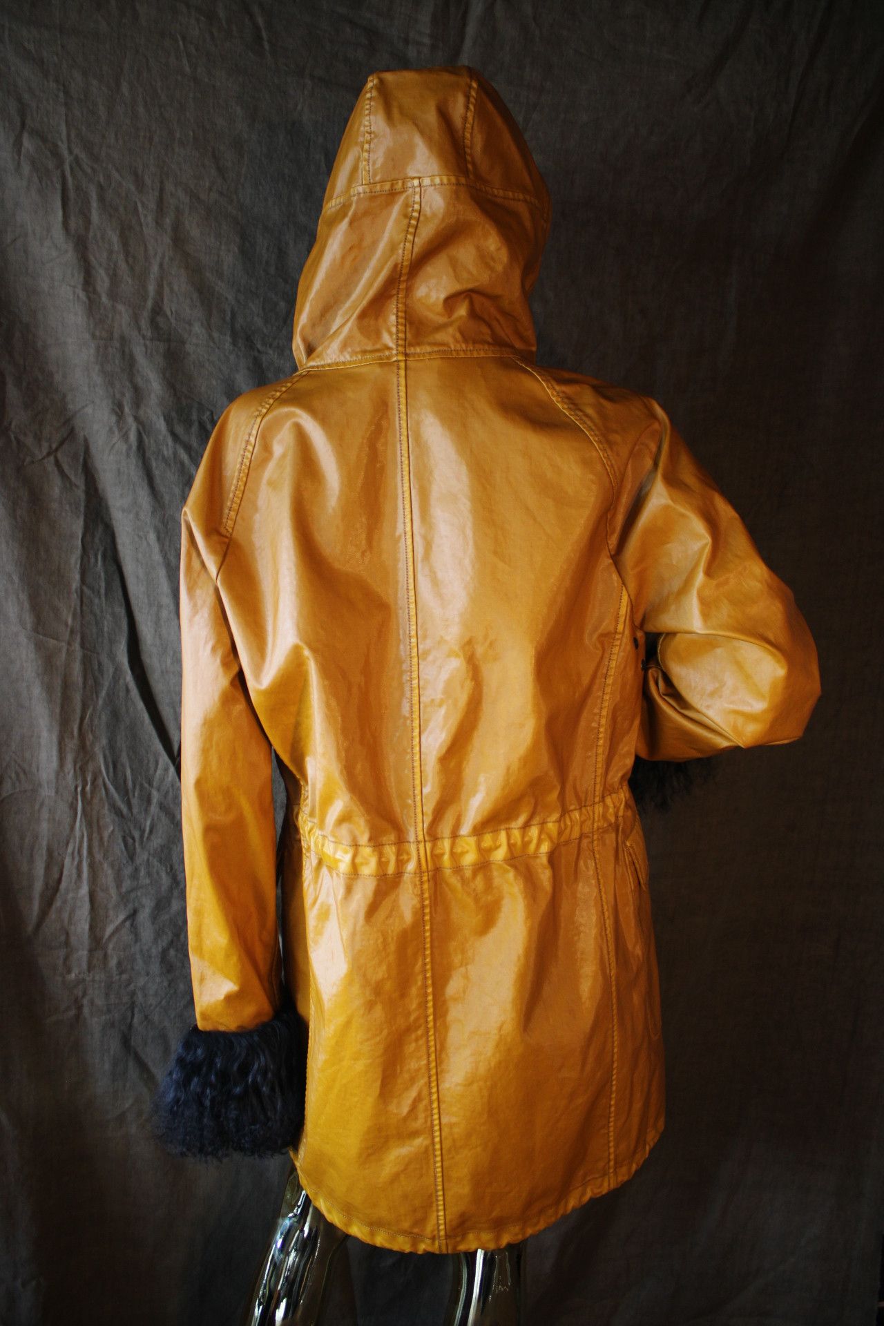 Other Vinyl Yellow Coat with real mongolian Fur Size US L / EU 52-54 / 3 - 6 Thumbnail