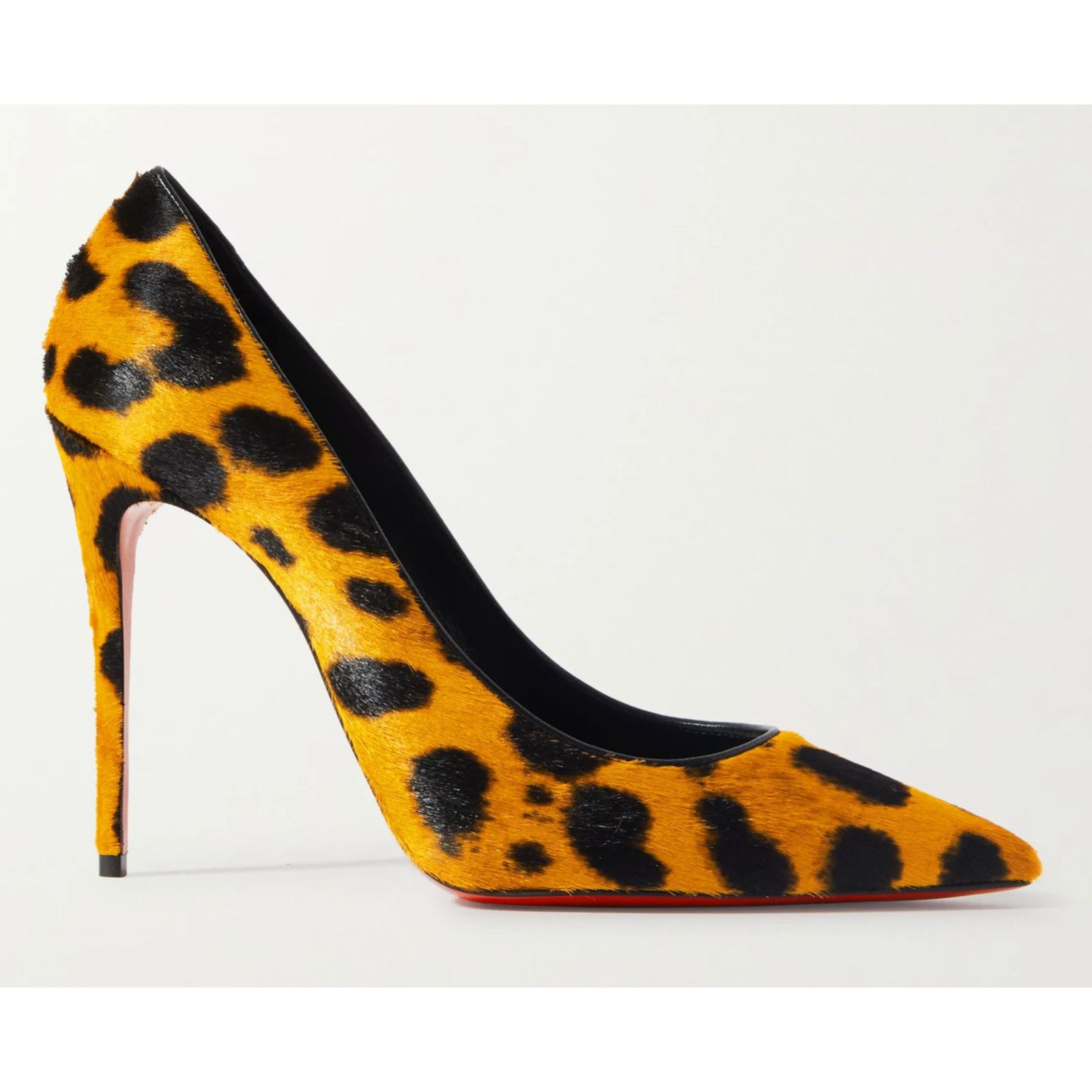 Christian Louboutin Kate 100 Spicy Pony Fur Leopard Black Brown Heel Pump 40 Size US 10 / IT 40 - 1 Thumbnail