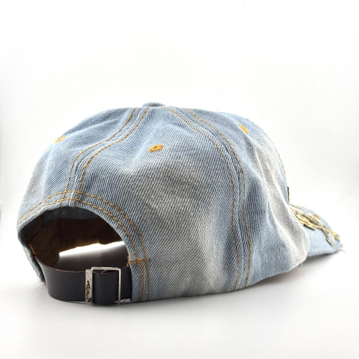 Japanese Brand Vtg Y2K Rhinestone Floral Denim Distressed Cap Size ONE SIZE - 6 Thumbnail
