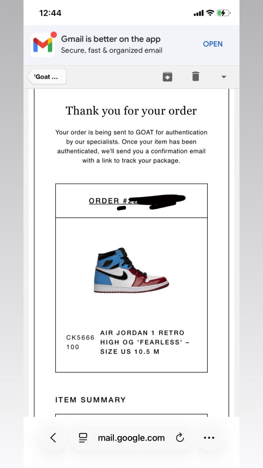 Jordan Brand Air Jordan 1 Retro High OG “Fearless” Size US 10.5 / EU 43-44 - 8 Thumbnail
