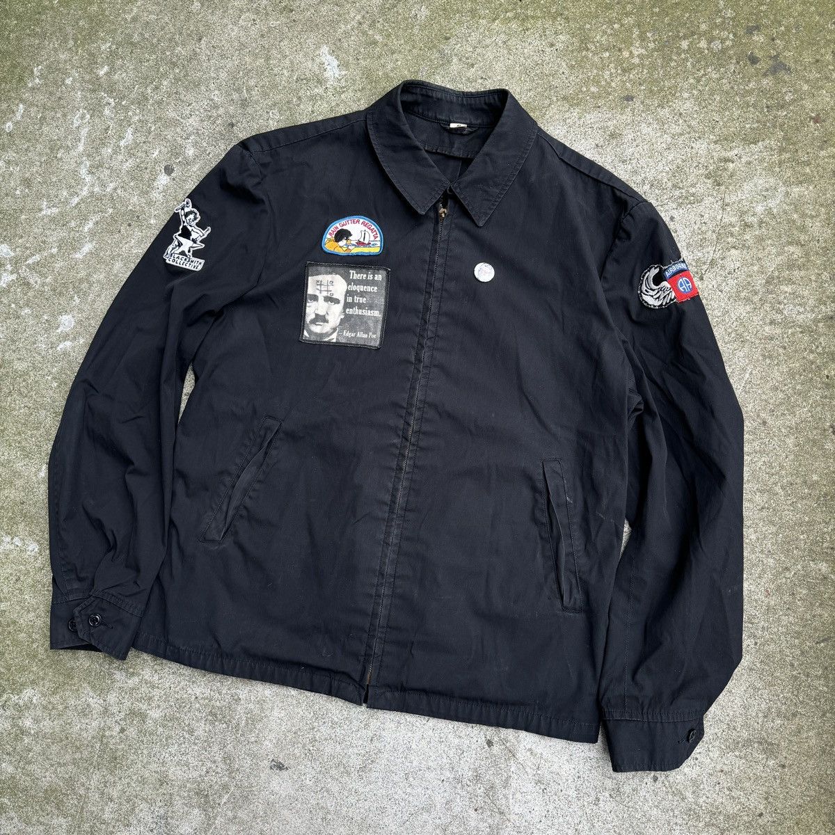Vintage 80s Faded Zip Up Work Jacket Thrashed Grunge ERD Size US L / EU 52-54 / 3 - 3 Thumbnail