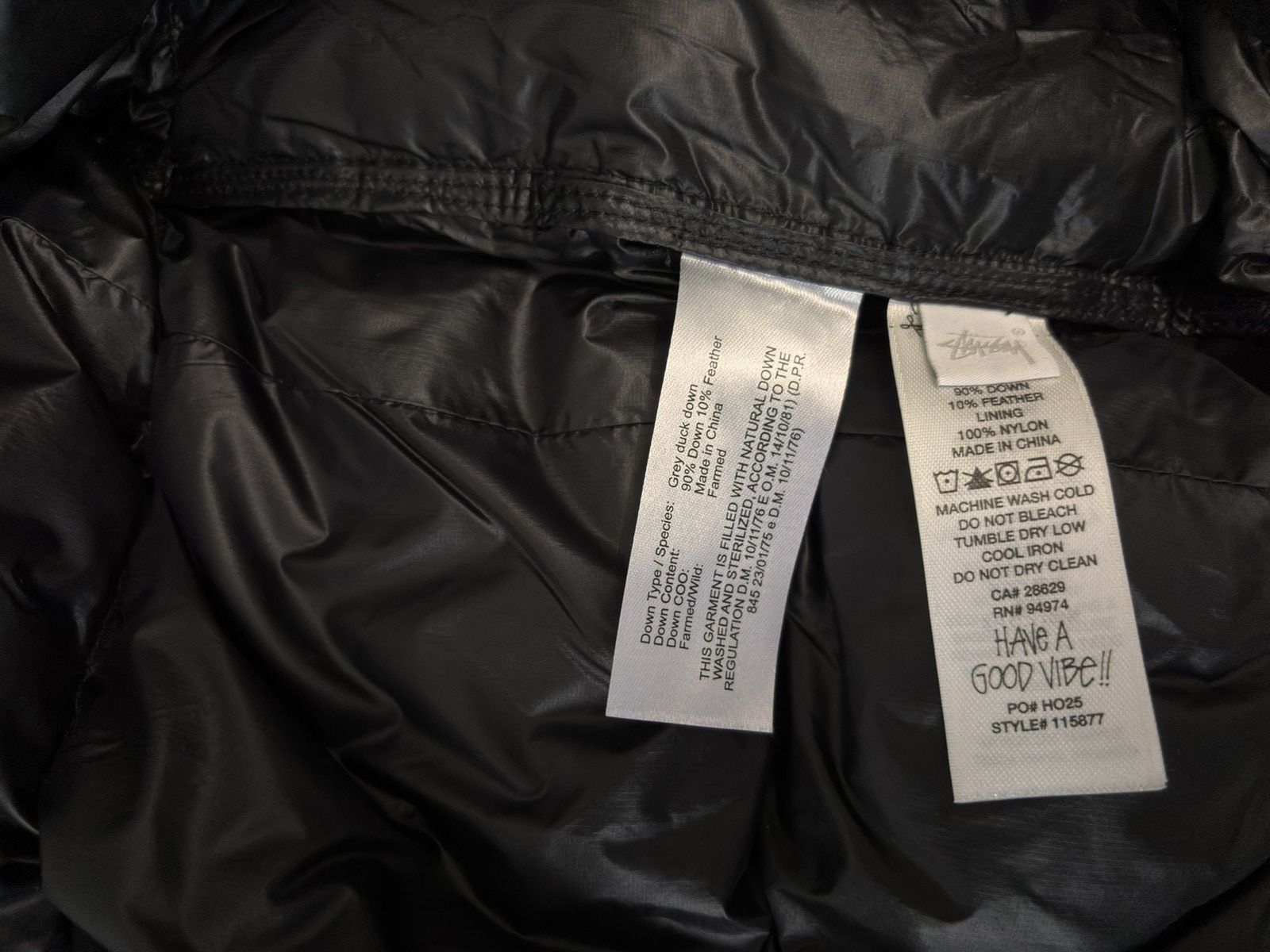 Stussy Stussy Black Down Puffer Jacket (Size S) Size US S / EU 44-46 / 1 - 6 Thumbnail
