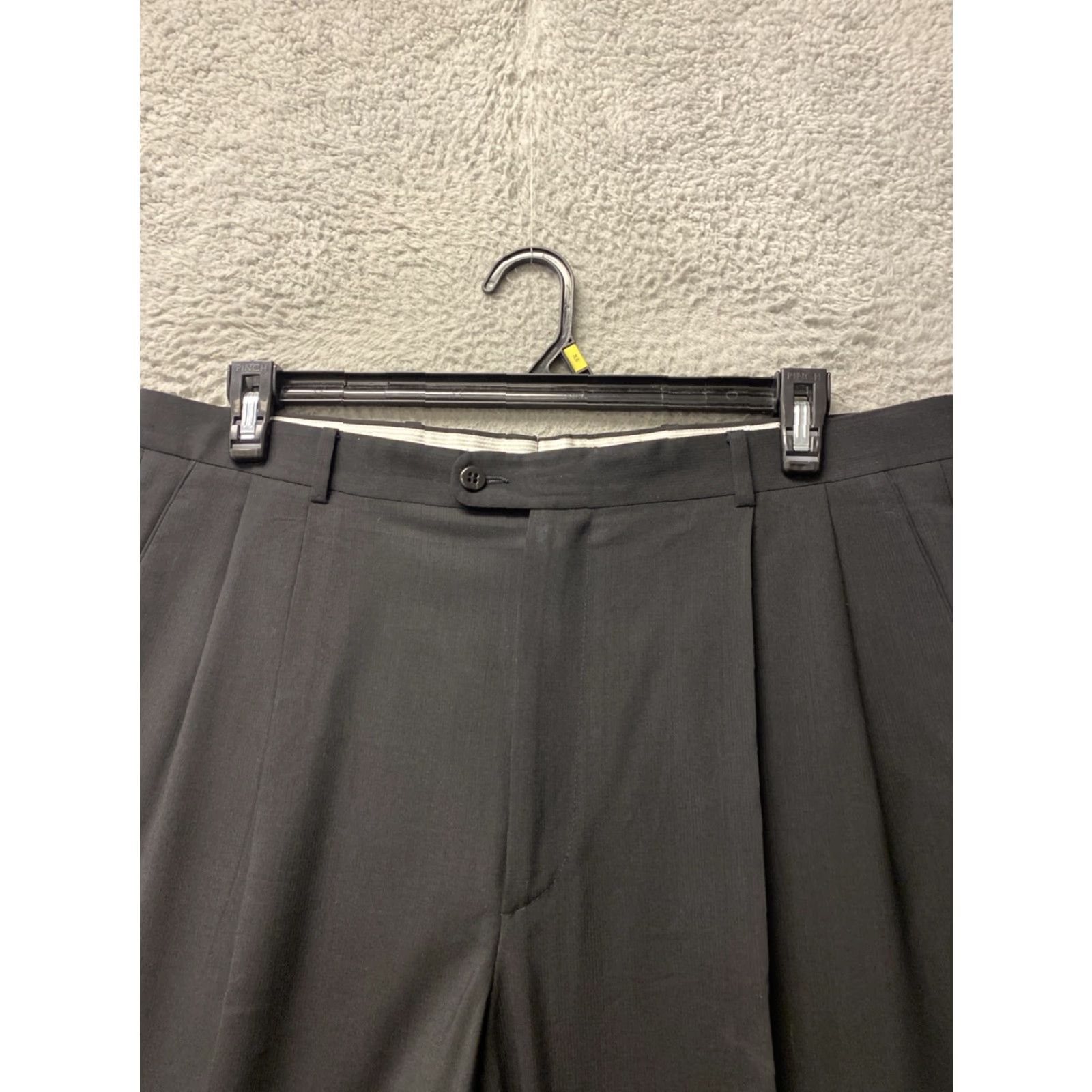 Zanella Zanella Duncan Pleated Dress Pants Mens 36x32 Wool Black Size US 36 / EU 52 - 2 Thumbnail
