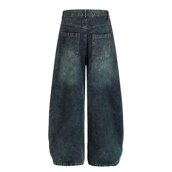 Vintage Retro punk washed men's letter print loose jeans Size US 32 / EU 48 - 2 Thumbnail