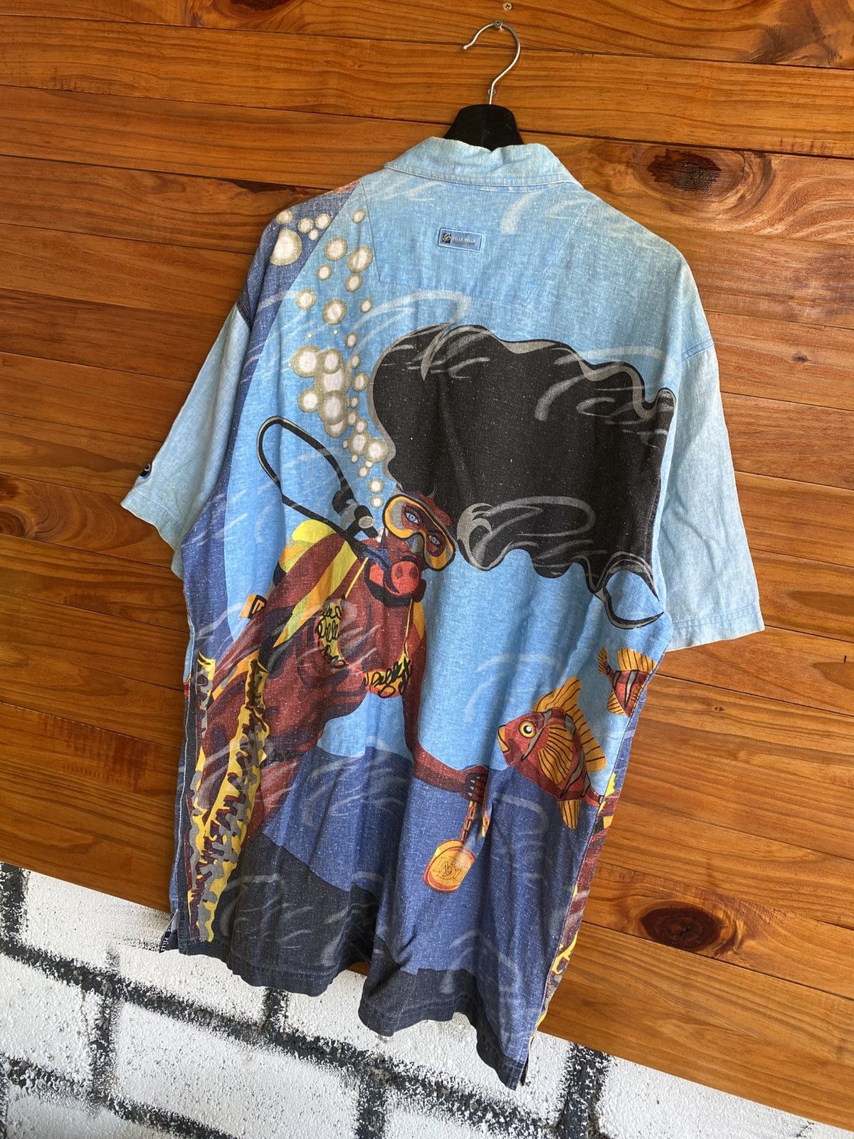 Marc Buchanan Vintage 90s Pelle Pelle Scuba Diver Graphic Shirt – Rare Size US L / EU 52-54 / 3 - 15 Thumbnail