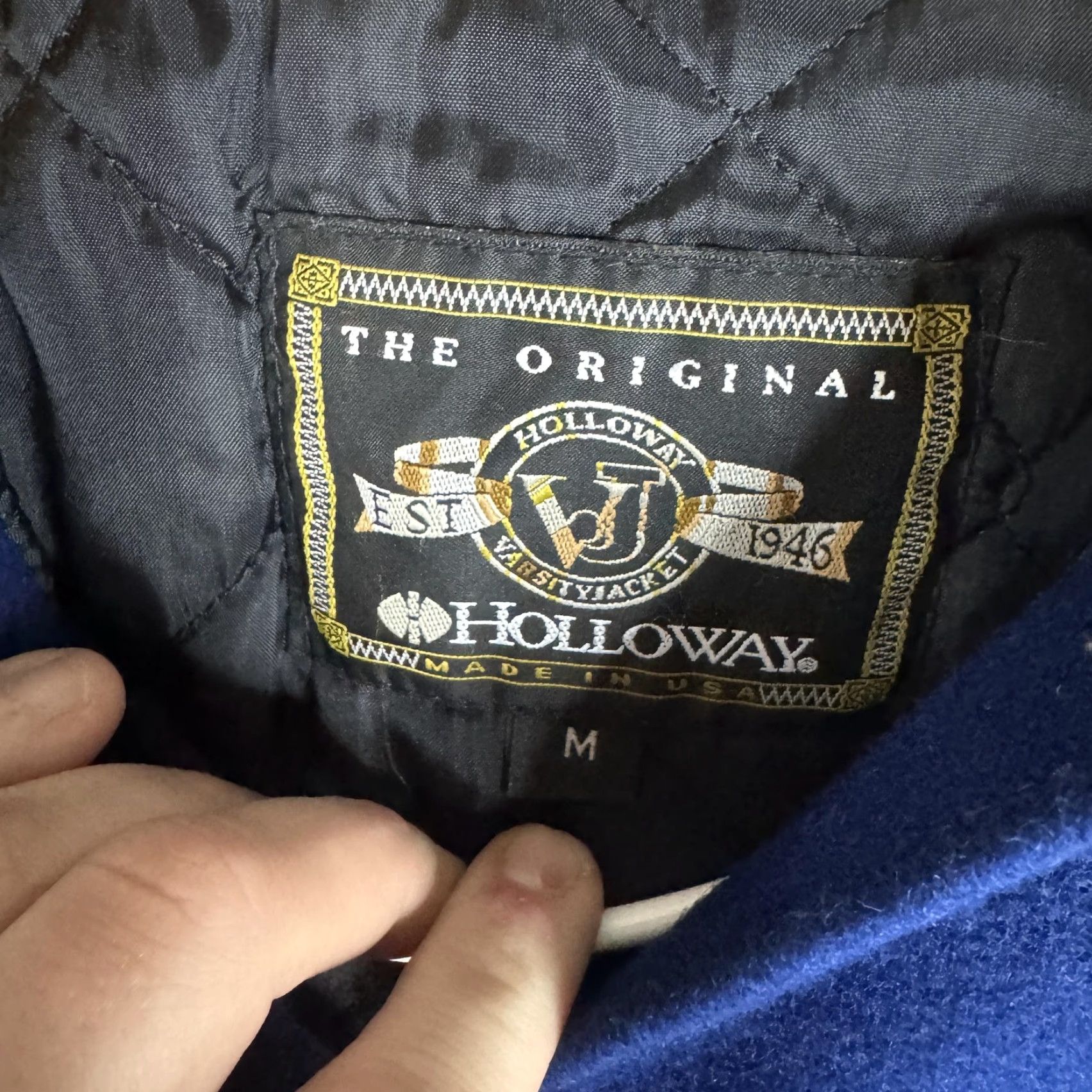 Holloway Holloway Varsity Jacket Mens M Blue Wool Hooded Sandburg School Made USA Size US M / EU 48-50 / 2 - 7 Thumbnail