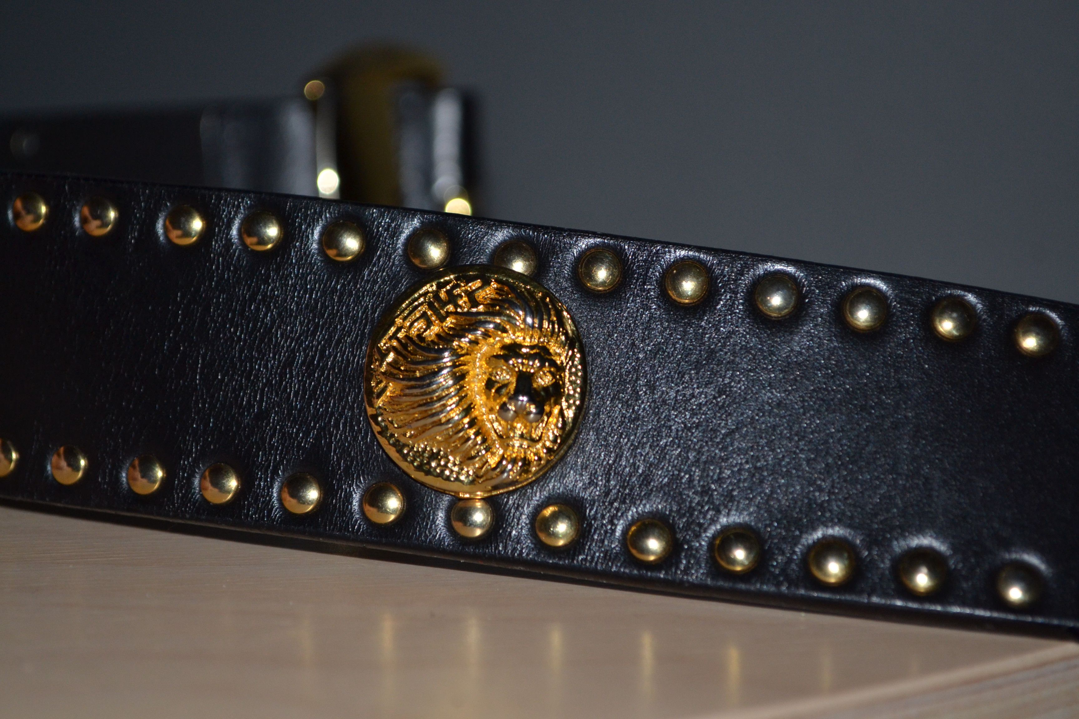 Versace × Versus Versace × Vintage Versace Gianni Versus Vintage Belt Lion Stud Leather 65/26 Size ONE SIZE - 14 Thumbnail