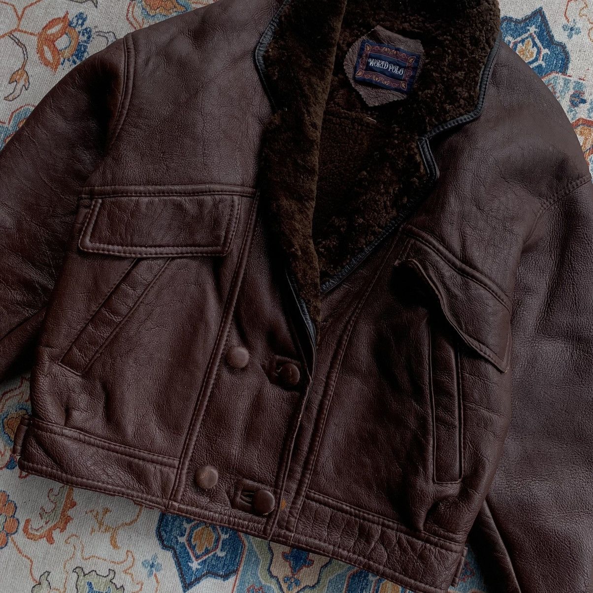 14th Addiction Vintage World Polo Shearling Leather Jacket Size US L / EU 52-54 / 3 - 5 Thumbnail