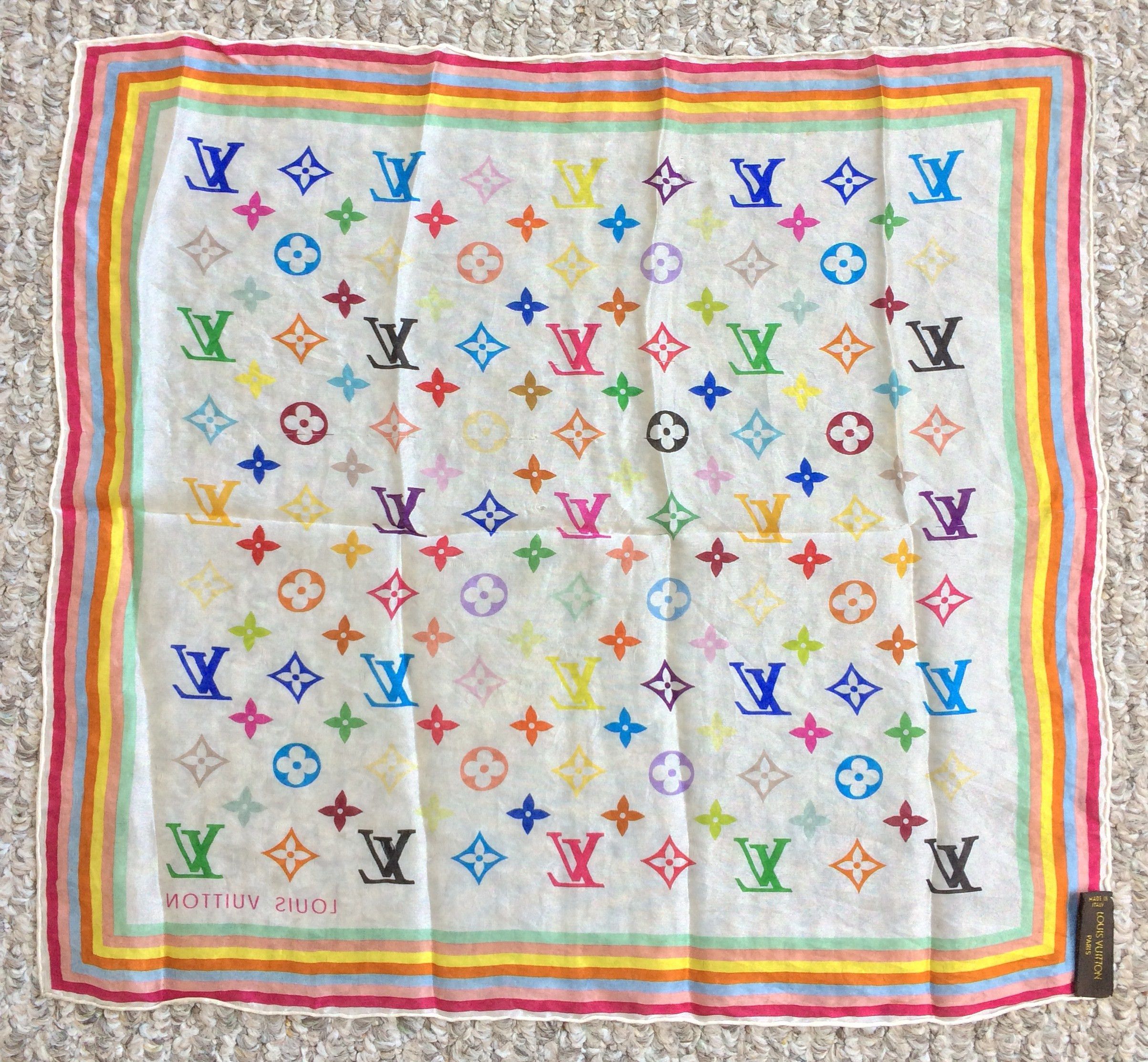 Louis Vuitton × Takashi Murakami S/S 2003 Louis Vuitton Murakami Monogram Silk Scarf Size ONE SIZE - 5 Thumbnail