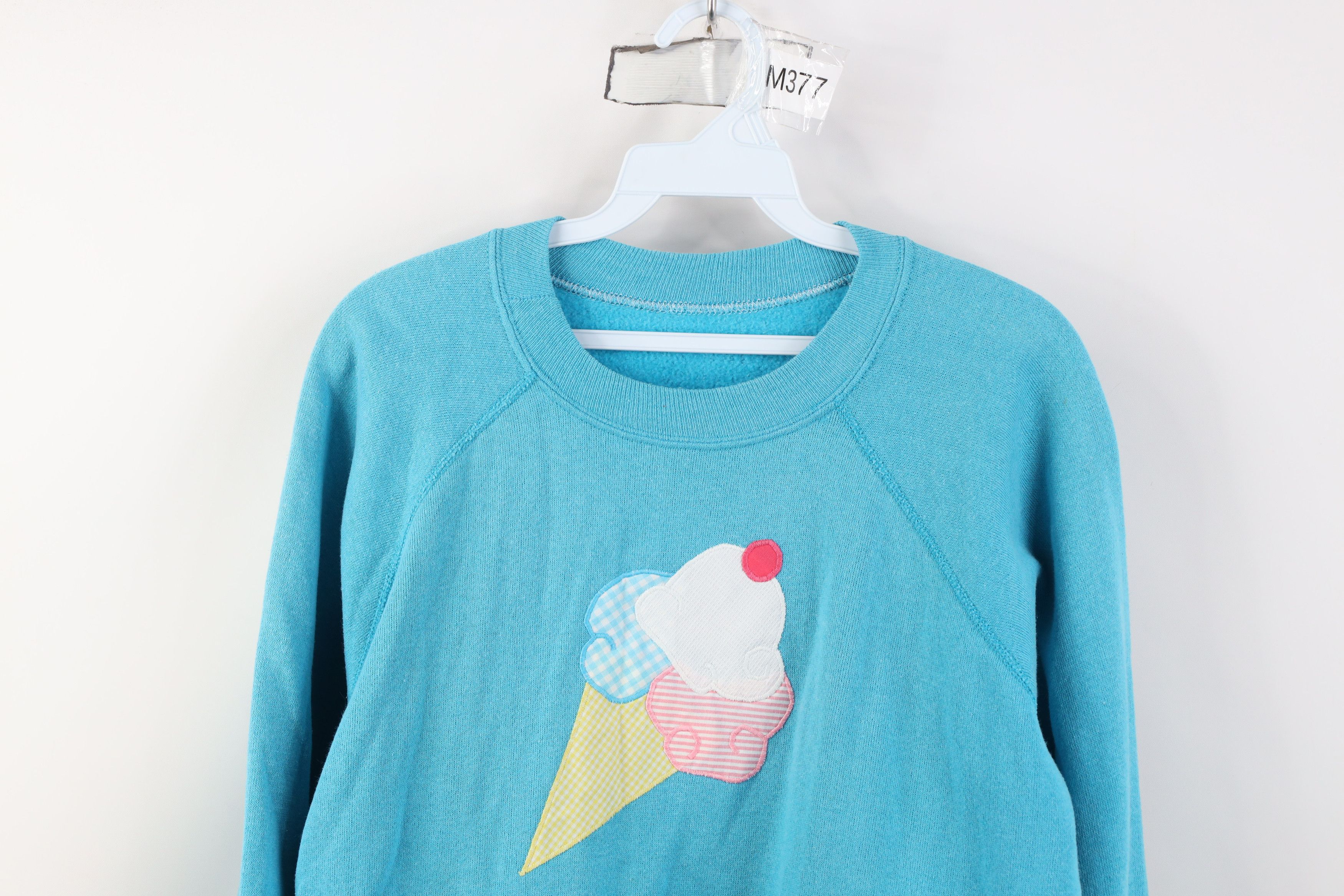 Vintage Vintage 90s Streetwear Cream Cone Crewneck Sweatshirt Blue Size L / US 10 / IT 46 - 2 Thumbnail