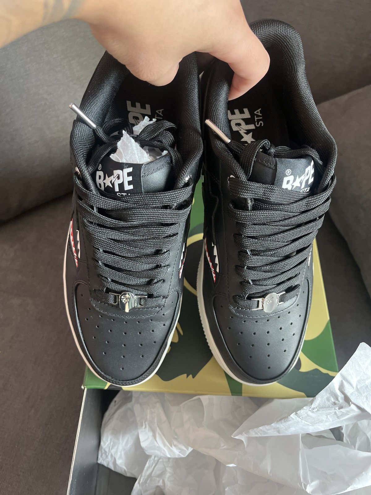 Bape BAPESTA SHARK “m2” BLACK Size US 9 / EU 42 - 6 Thumbnail