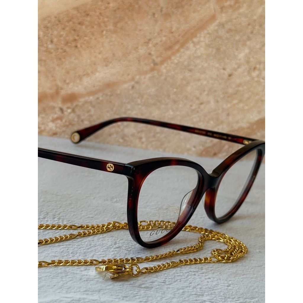 Gucci NEW Gucci GG1079O Brown Chain Cat Eye Eyeglasses Frames $650 Size ONE SIZE - 6 Thumbnail