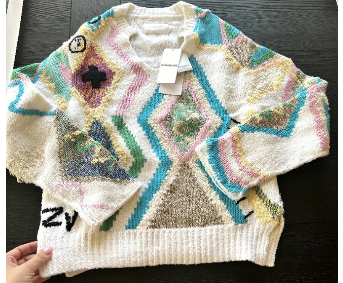 Zadig & Voltaire Sonny Kilim Carpet Intarsia Pullover Size XS / US 0-2 / IT 36-38 - 5 Thumbnail