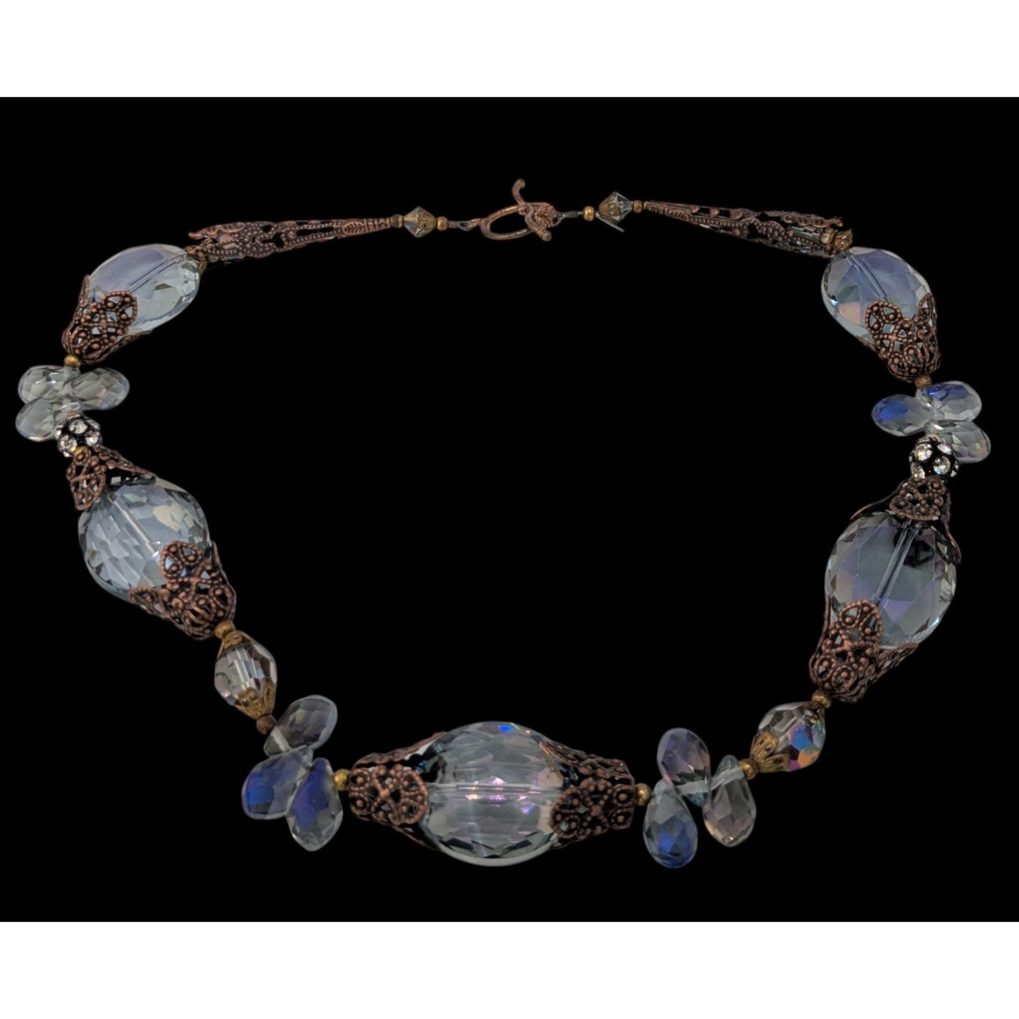 Handmade Vintage Handmade Steampunk Glam Glass Necklace With Ornate B Size ONE SIZE - 3 Thumbnail