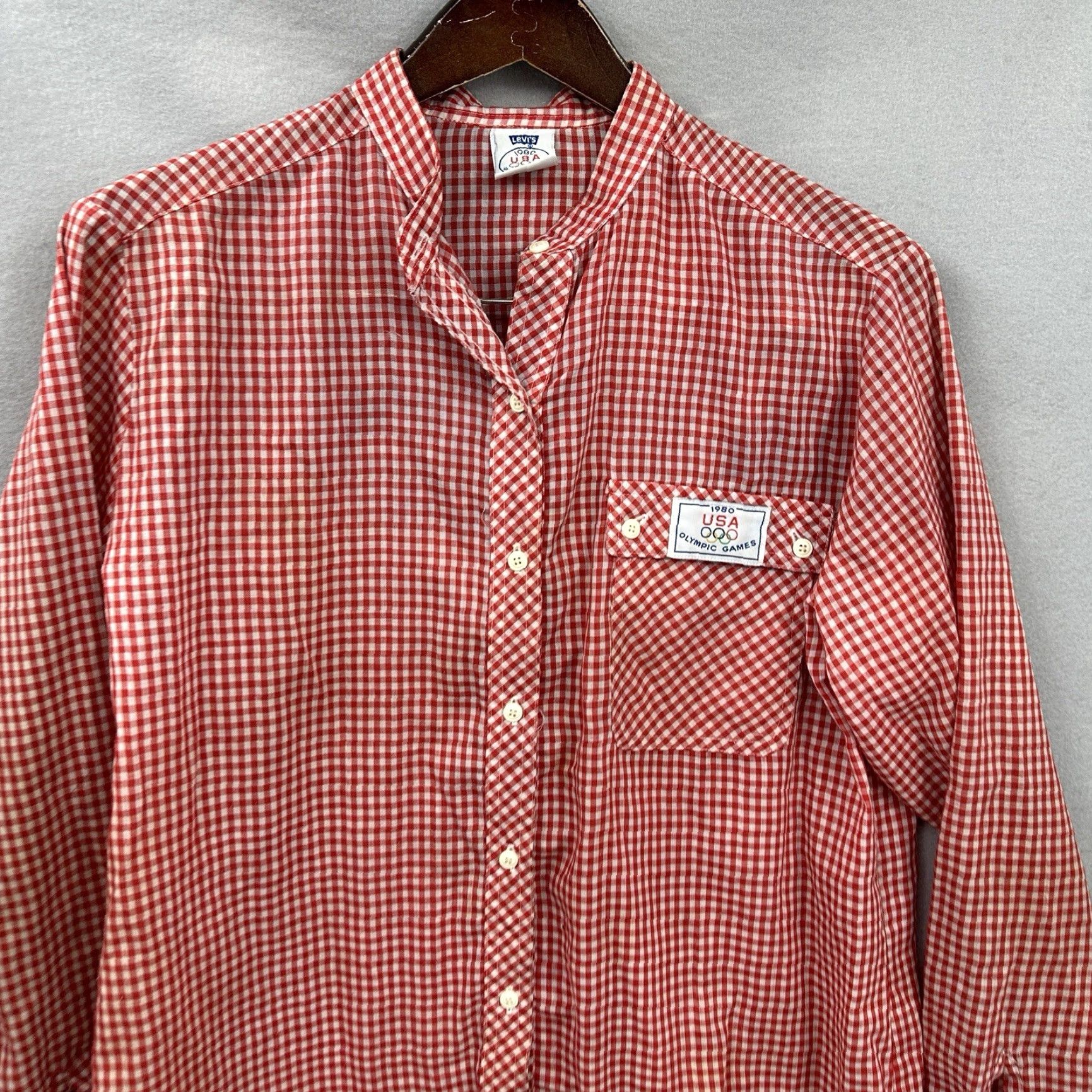 Levi's VINTAGE Levi’s Shirt Womens L Big E 1980 USA Olympics Gingham Western Red M/L Size M / US 6-8 / IT 42-44 - 4 Thumbnail