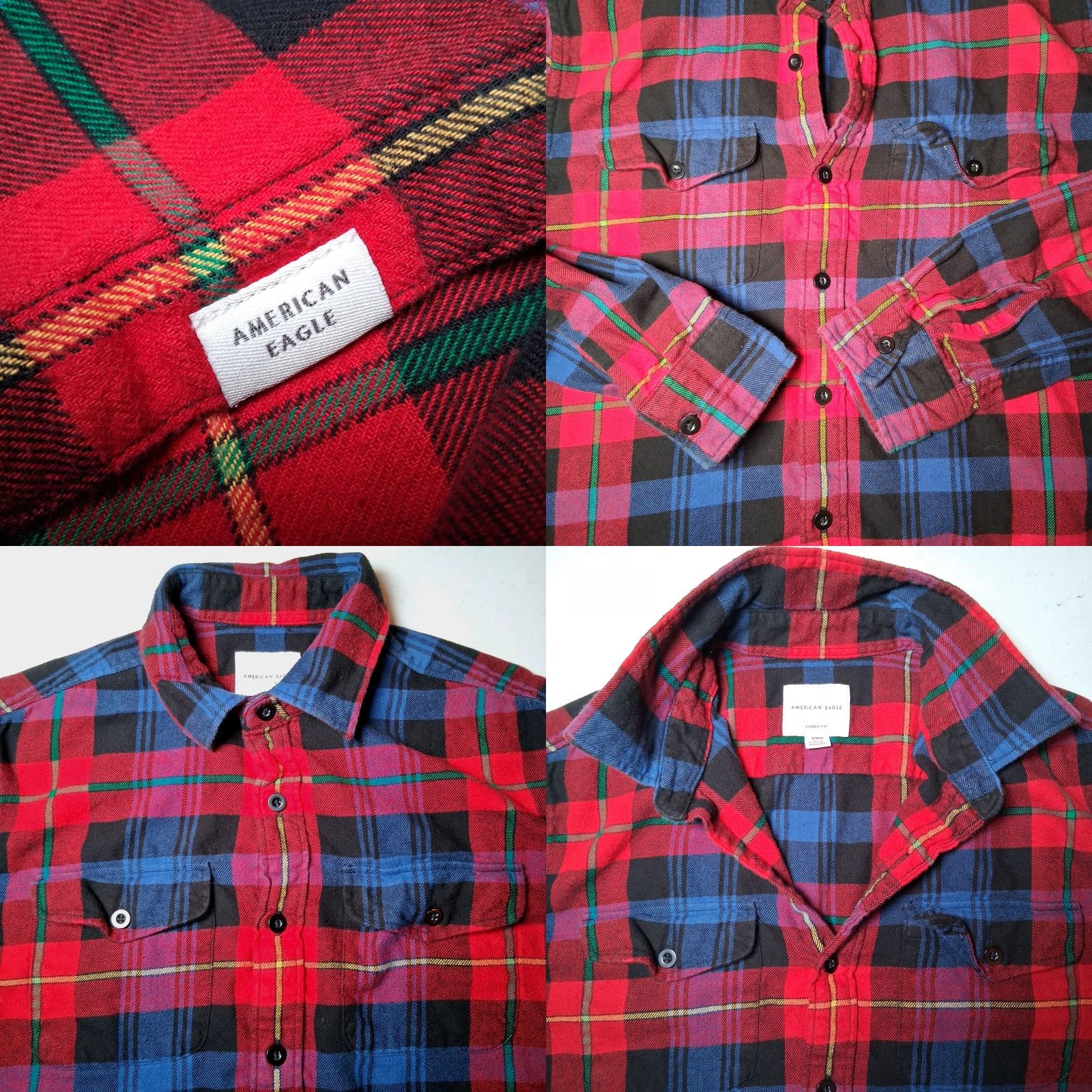 American Eagle Outfitters American Eagle Flannel Shirt Men Medium Red Blue Plaid Tartan Work Classic Fit Size US M / EU 48-50 / 2 - 8 Thumbnail