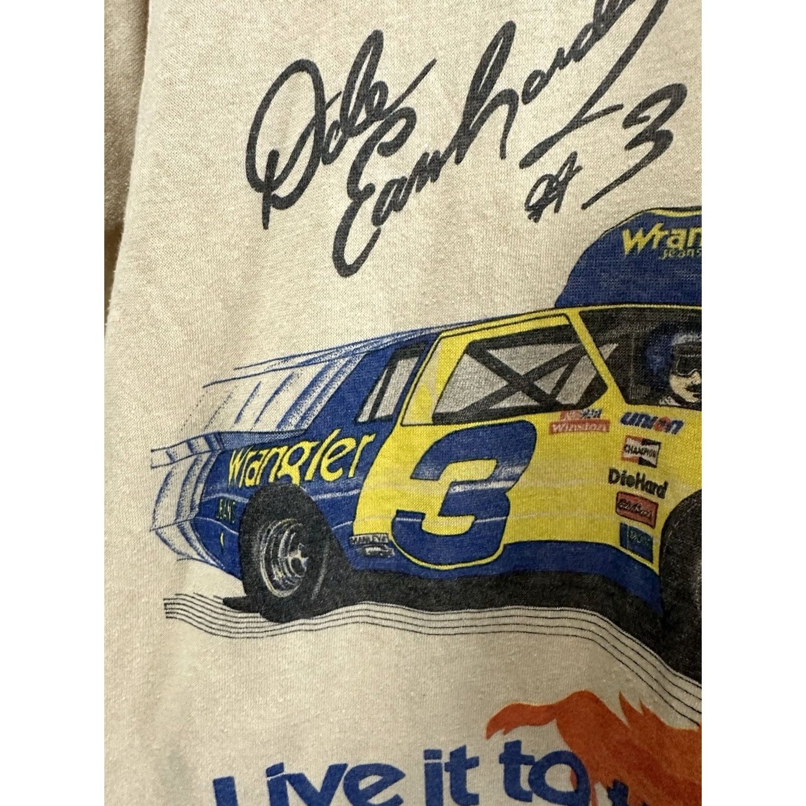 Vintage VINTAGE RARE 80s Dale Earnhardt #3 Wrangler Nascar Racing T-Shirt M Tan Nascar, Racing, 80s, PRAISE DALE Mens Shirt M Tan Size US M / EU 48-50 / 2 - 5 Thumbnail