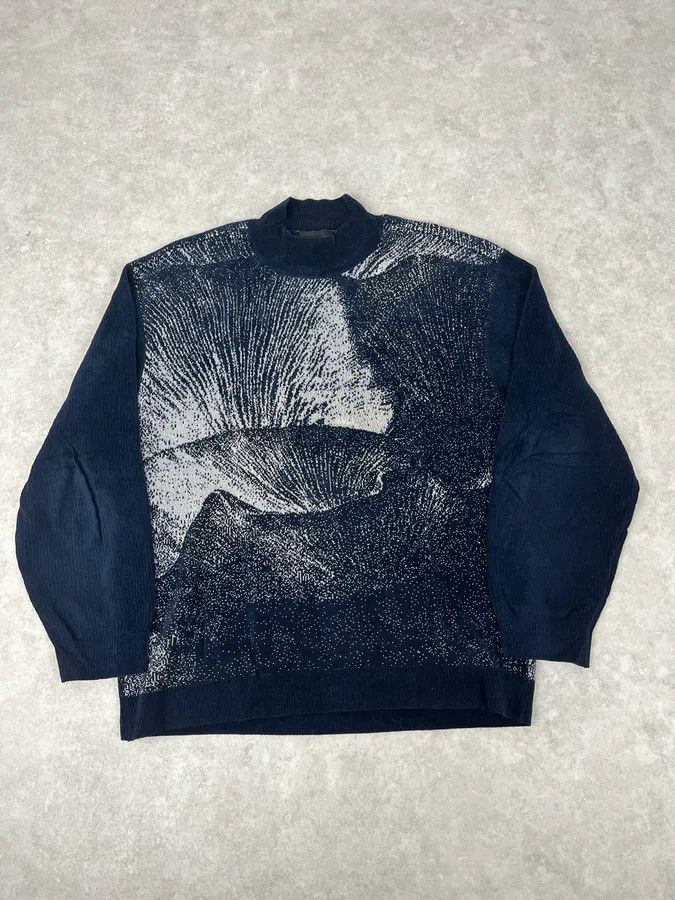 Emporio Armani SS2020 Emporio Armani Mountain Landscape High Neck Navy Sweater Size US S / EU 44-46 / 1 - 1 Thumbnail