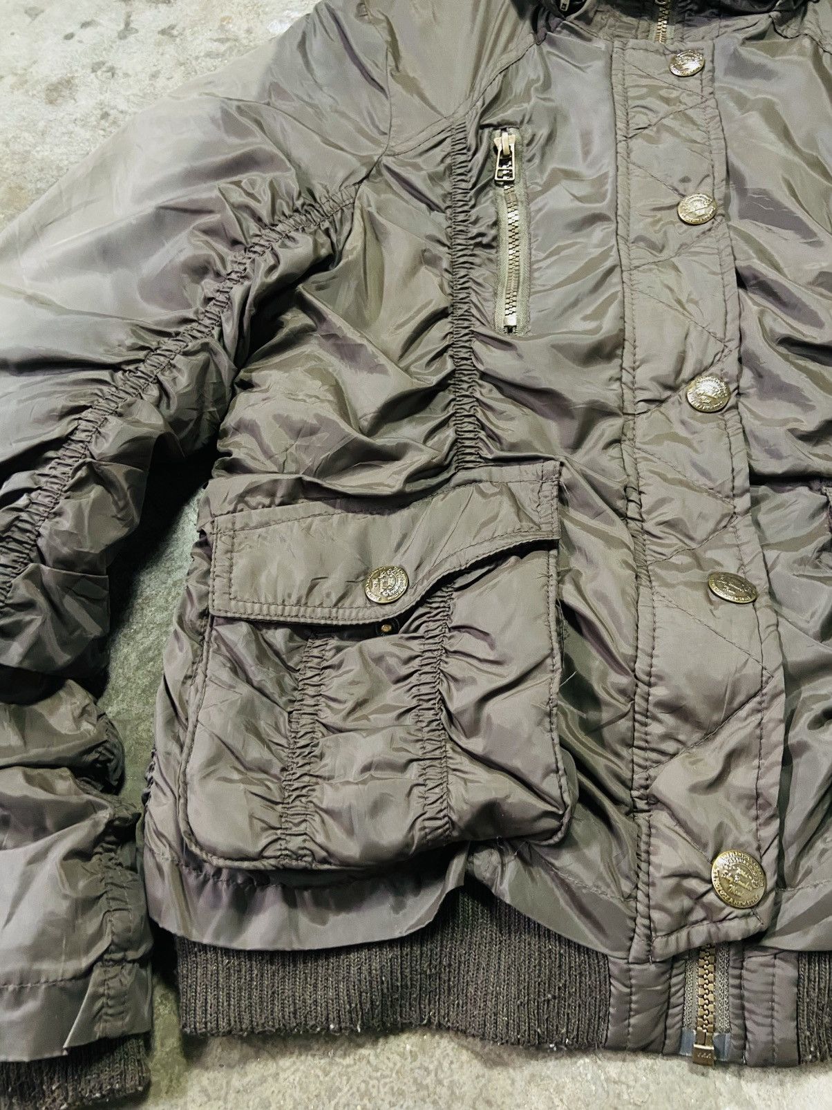 Seditionaries Faded Sky Bomber Mini Fur Hoodie Nylon Jacket Size M / US 6-8 / IT 42-44 - 8 Thumbnail