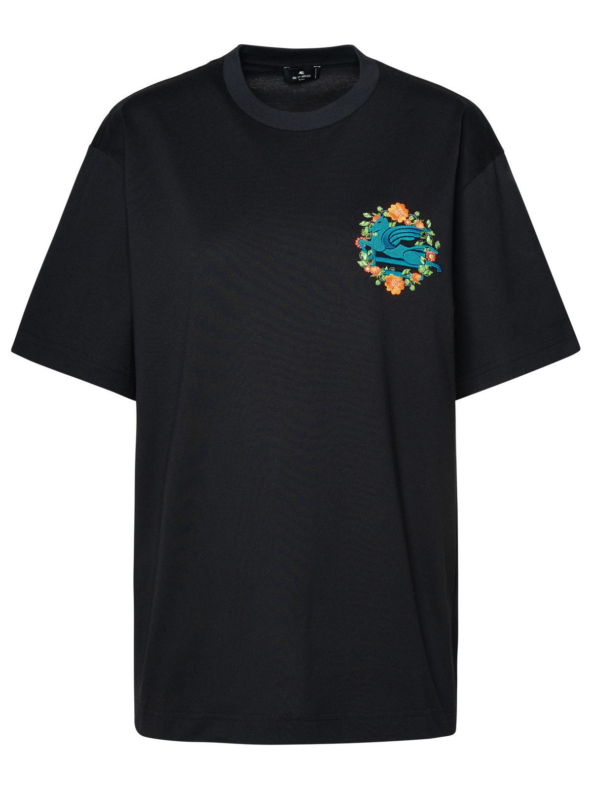 image of Etro Black Cotton T-Shirt, Women's (Size Medium)