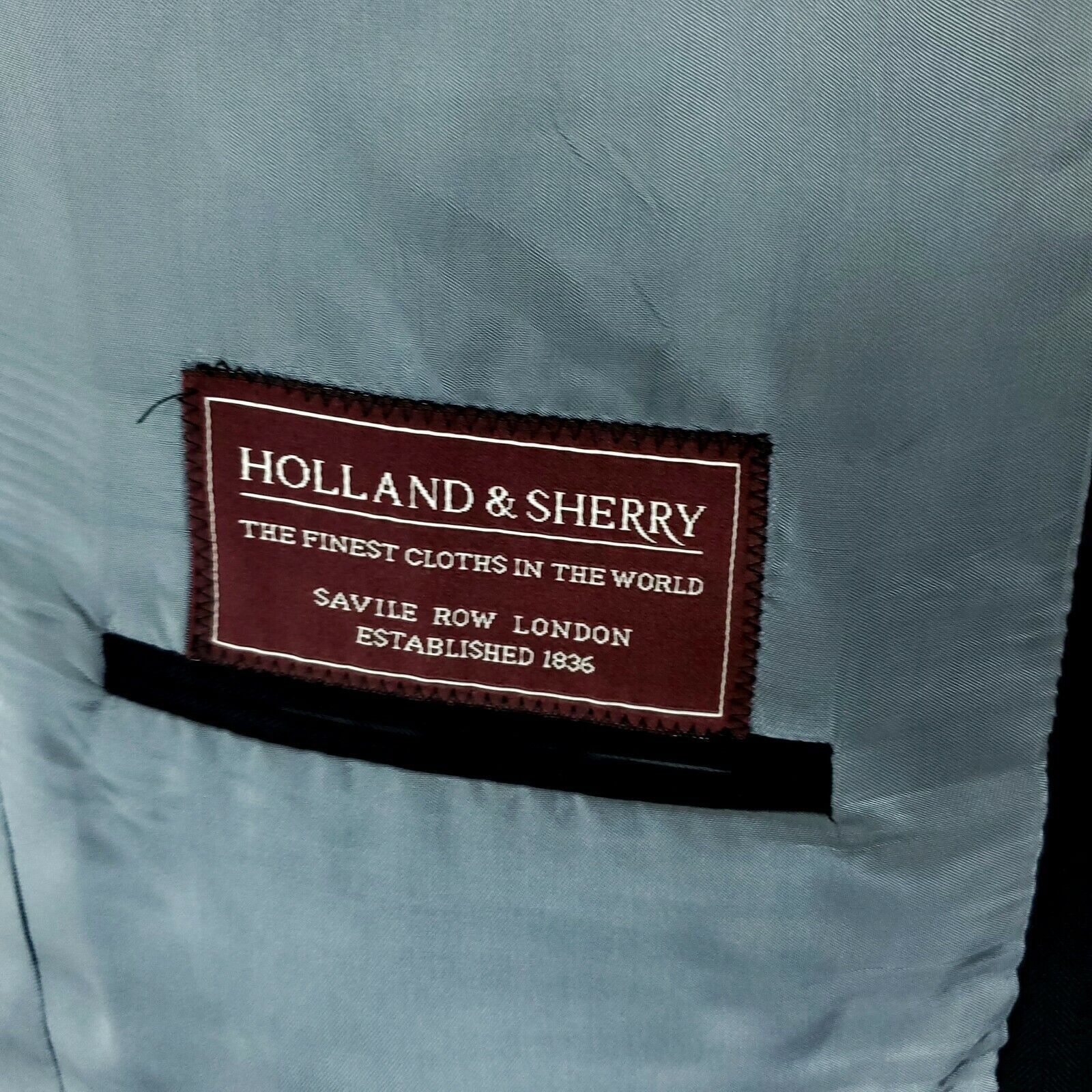 Holland & Sherry Holland & Sherry Wool 2 Button Blazer 42R Blue Herringbone S Size 42R - 8 Thumbnail