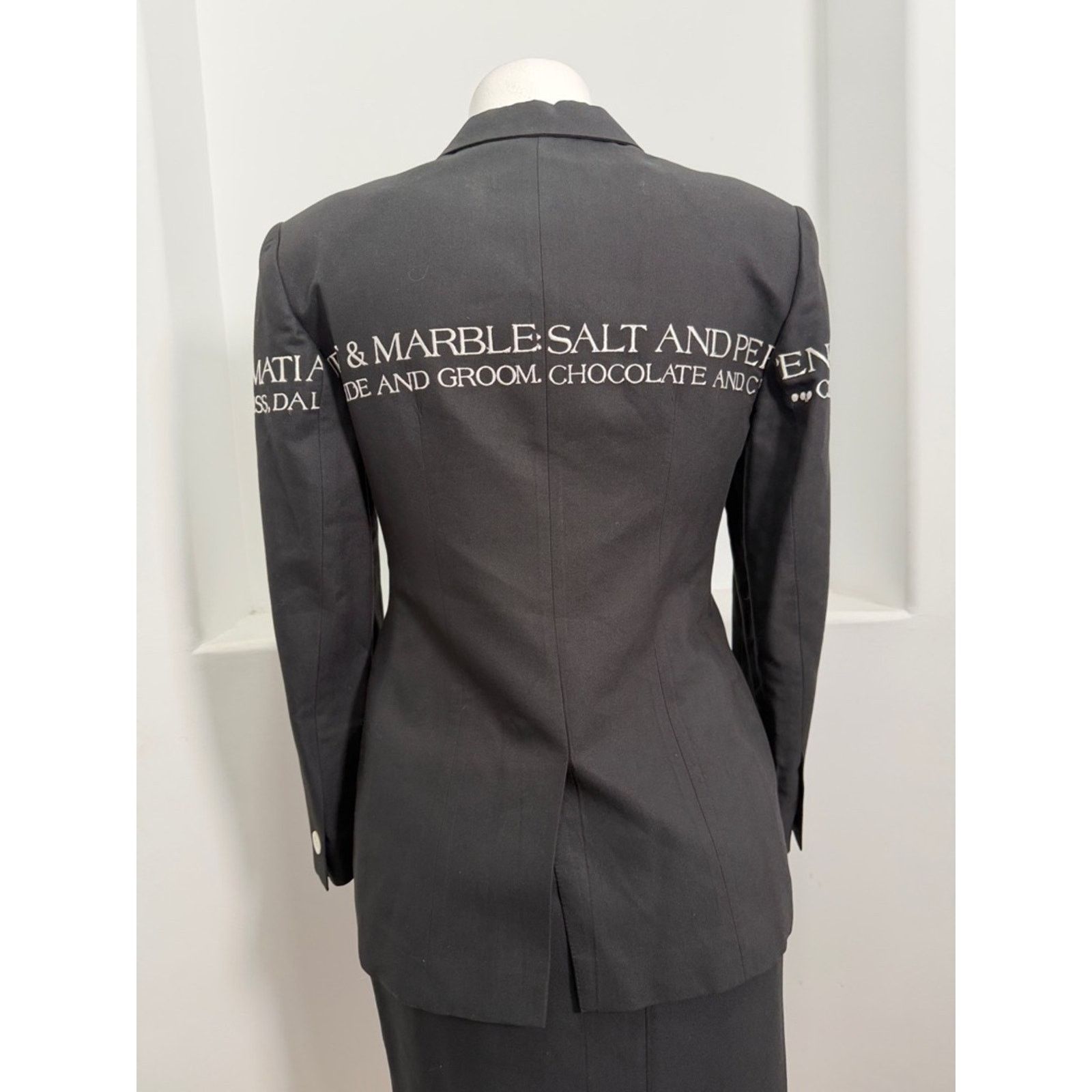 Laurel Laurel Black Blazer Skirt Suit Embroidered Graphic EU 42 Size XL / US 12-14 / IT 48-50 - 10 Thumbnail