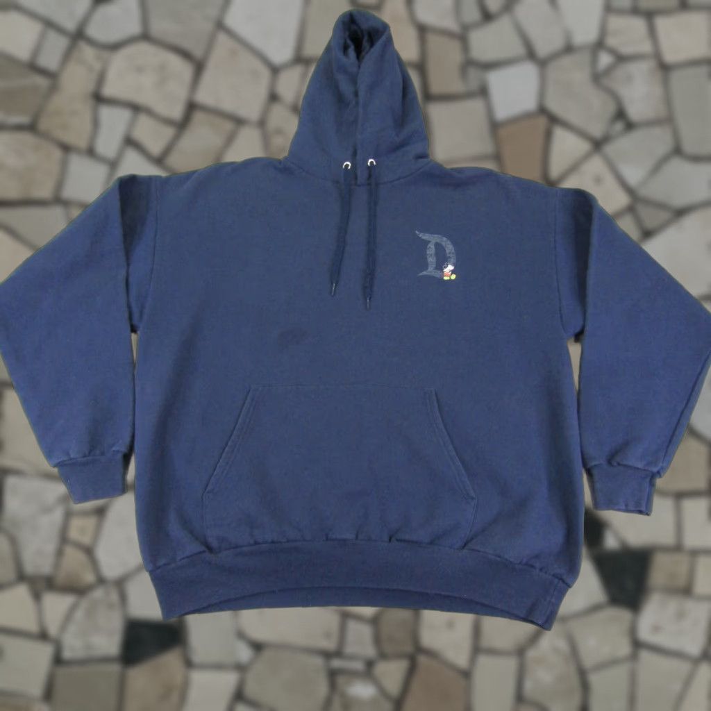 Disney Disney Hoodie Mens XL Blue Mickey Mouse Pullover Sweatshirt Zip Front Pockets Cartoon Logo Knit Cotton Polyester Size US XL / EU 56 / 4 - 1 Thumbnail