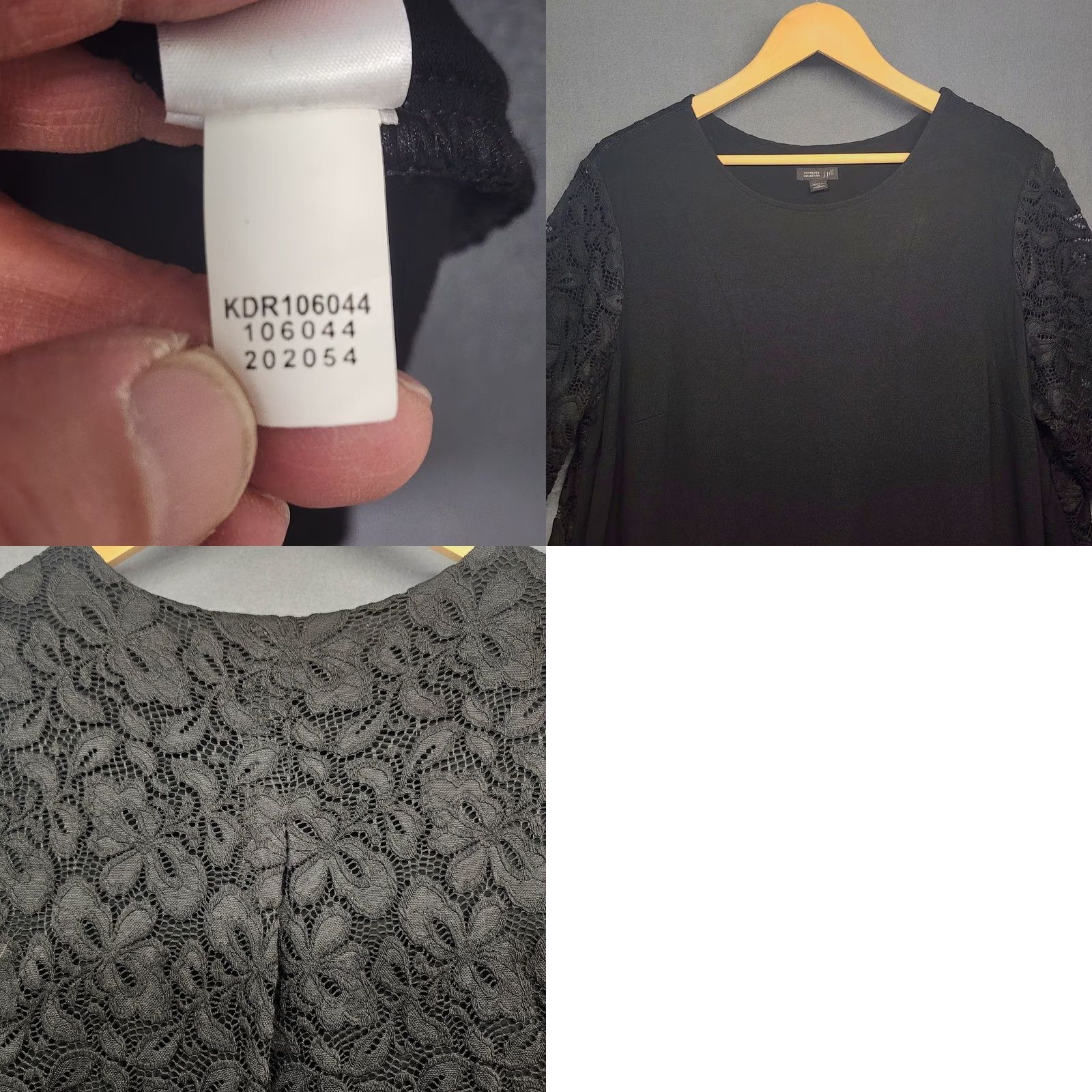 J. Jill J.Jill Wearever Black Lace Dress 3/4 Sleeve Knit Womens 1X Shift Size XL / US 12-14 / IT 48-50 - 8 Thumbnail