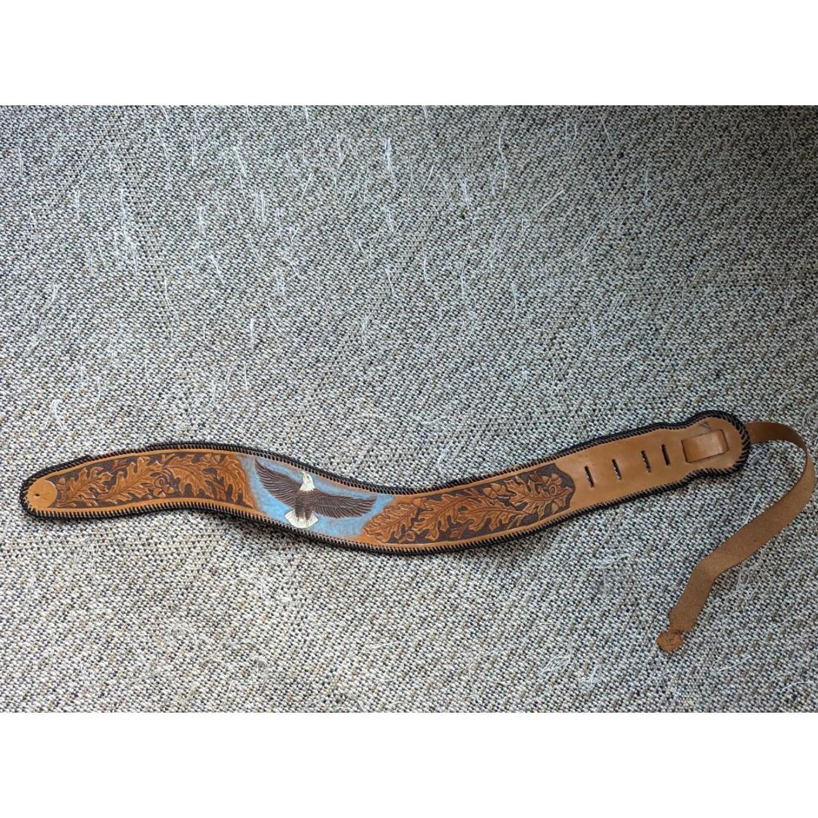 Vintage VINTAGE handcrafted EAGLE belt XL 3.25" wide leather brown tooled western belt Men XS-? Size ONE SIZE - 2 Thumbnail
