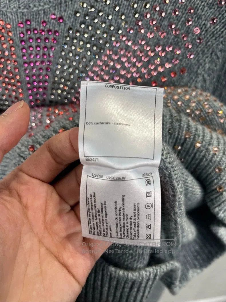 Chanel Chanel Gray Crystal Logo Long Sleeve Sweater. Size US S / EU 44-46 / 1 - 6 Thumbnail