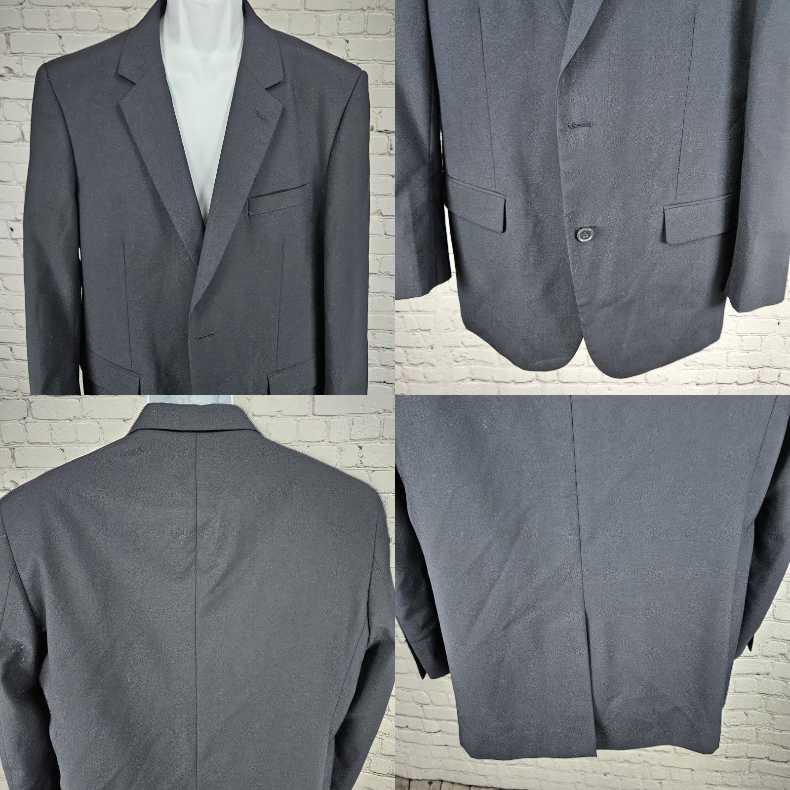 Vintage VINTAGE Louis Martin Navy Wool Blend 2 Button Single Vented Notch Blazer Sport Coat 42R Size 42R - 8 Thumbnail