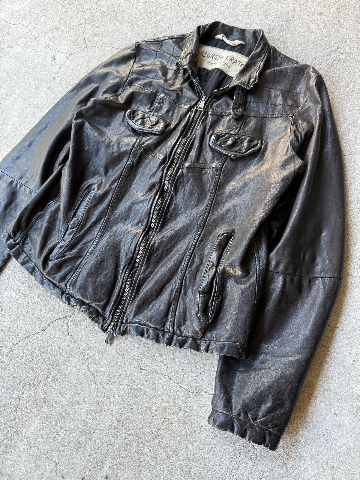 GIORGIO BRATO ARCHIVE BLACK LAMB LEATHER JACKET