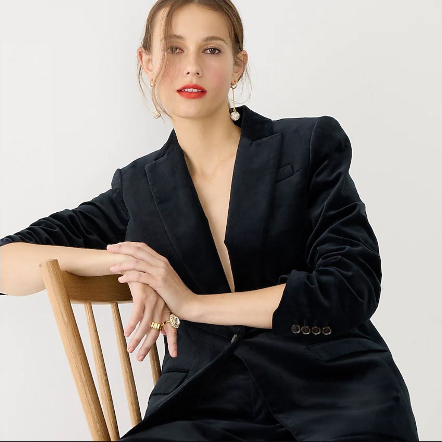 J.Crew J. Crew Willa Blazer Black Velvet BD005 Wednesday Addams Size XS / US 0-2 / IT 36-38 - 11 Thumbnail