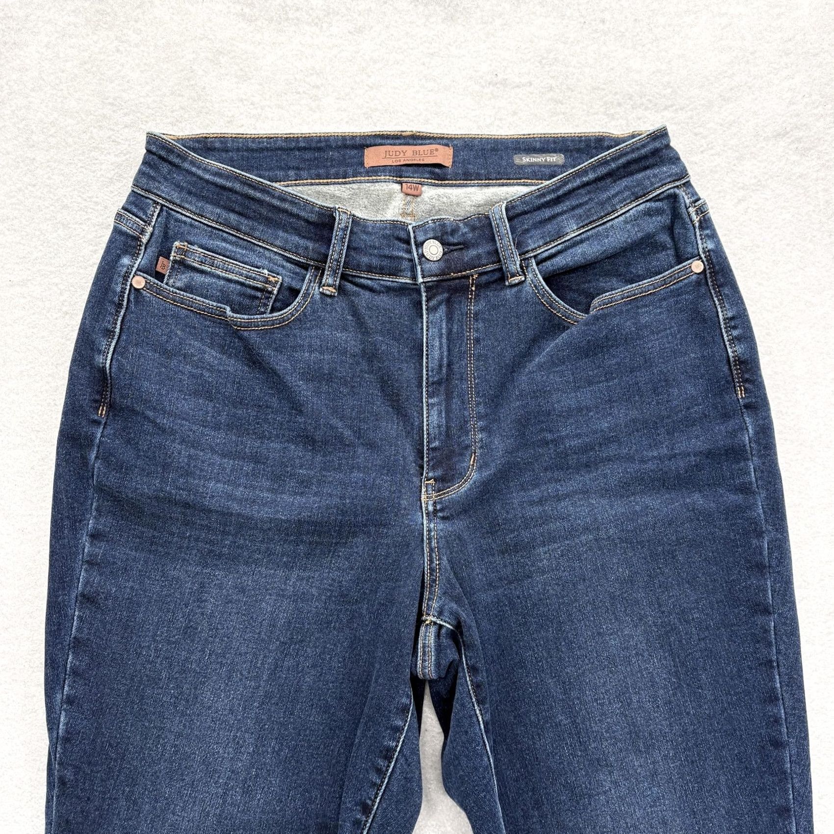 Vintage Judy Blue Jeans Womens 14W Skinny Blue Dark Wash High Rise Stretch Denim Pants Size 36" / US 14 / IT 50 - 2 Thumbnail