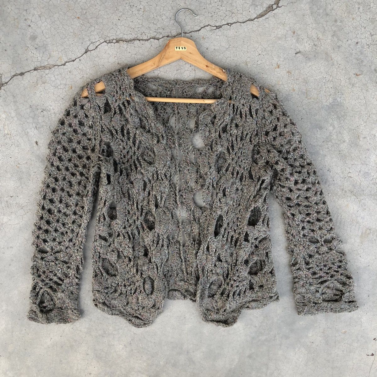 Japanese Brand 🔴Sexy Unbranded Netting Crochet Knit Cardigan Patten Size US S / EU 44-46 / 1 - 2 Thumbnail