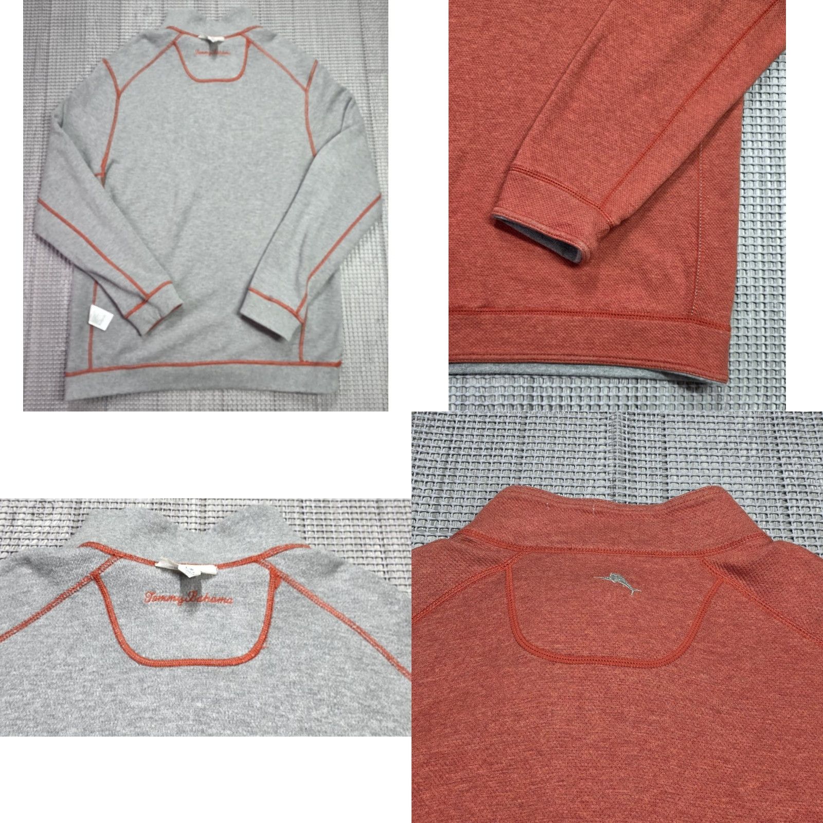 Tommy Bahama Tommy Bahama Sweater Men L Red/Gray Pullover 1/4 Zip Reversible Sweatshirt Size US L / EU 52-54 / 3 - 8 Thumbnail