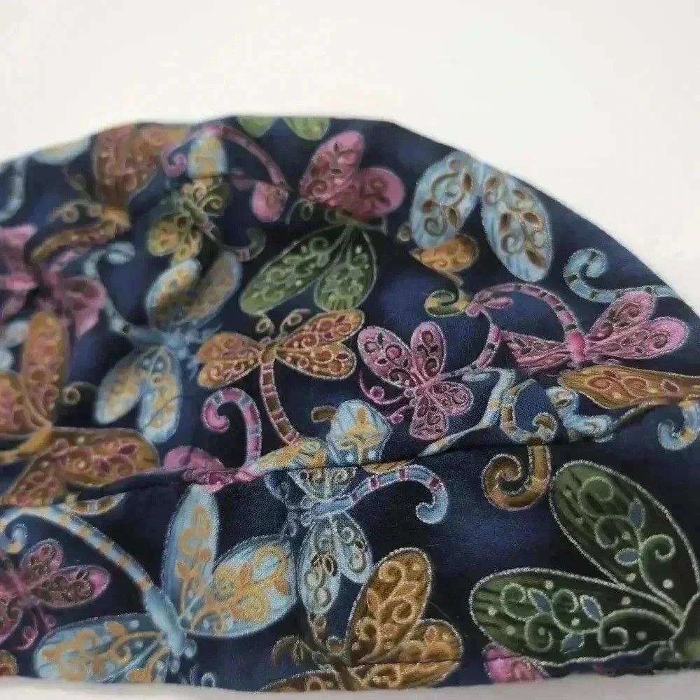 Designer Sparkling Earth Scrub Cap blue paisley dragon flies one si Size ONE SIZE - 6 Thumbnail