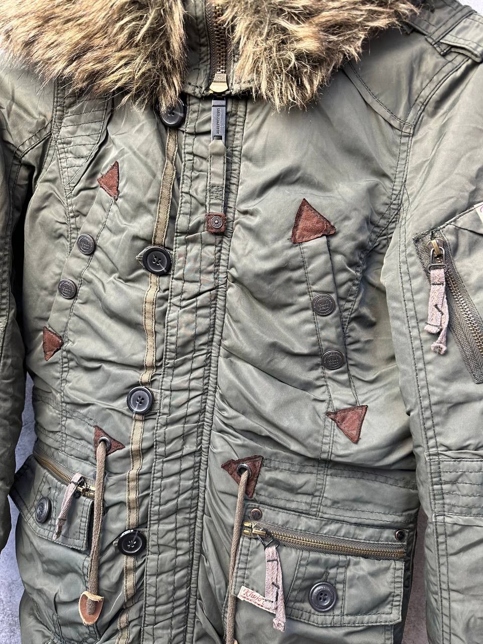 khujo Khujo Cille II Womens Hooded Jacket KHAKI Nylon Zip Fur Size M / US 6-8 / IT 42-44 - 7 Thumbnail