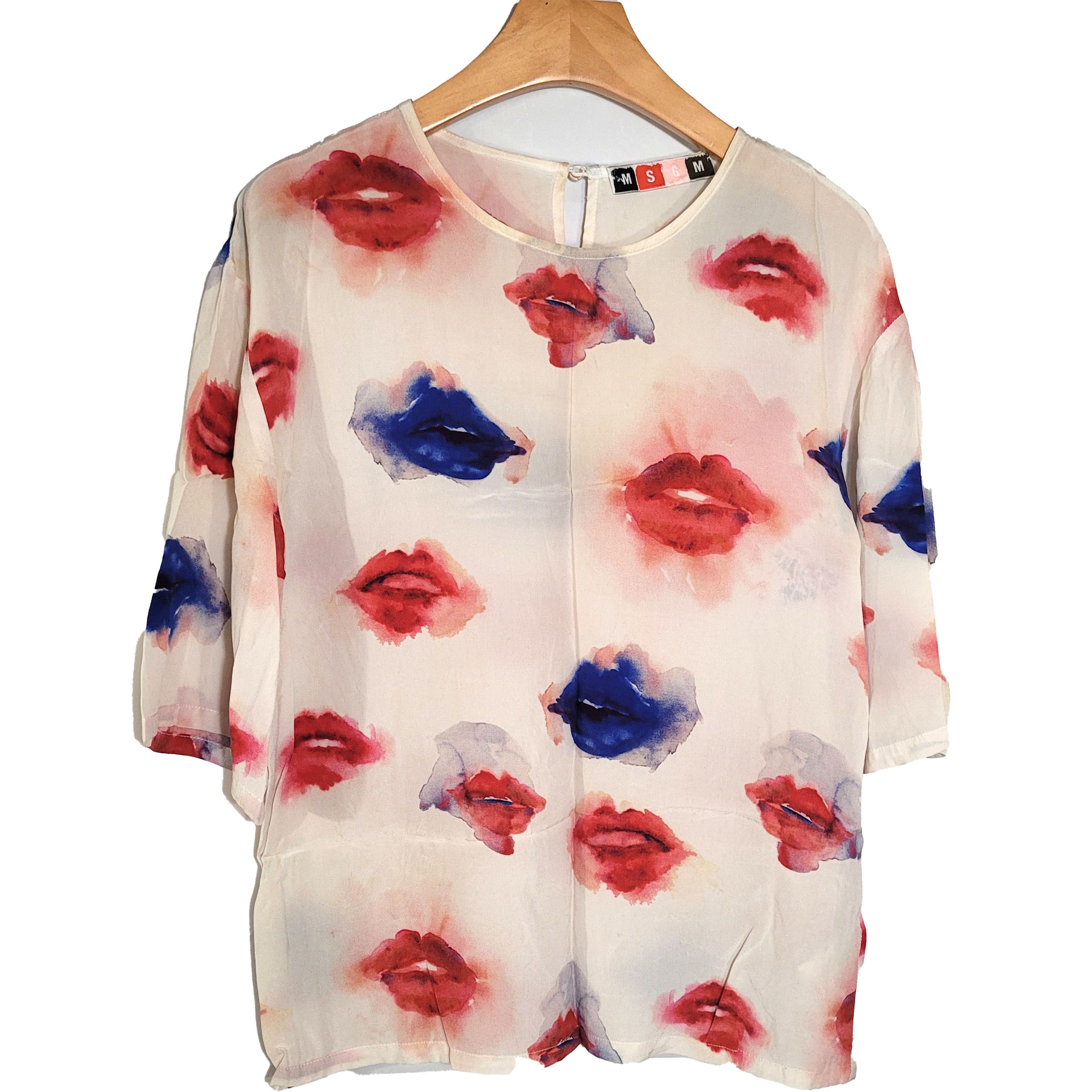Other Women's 100% Silk Size S Short Sleeve Top Shirt SCB702 Size S / US 4 / IT 40 - 1 Thumbnail