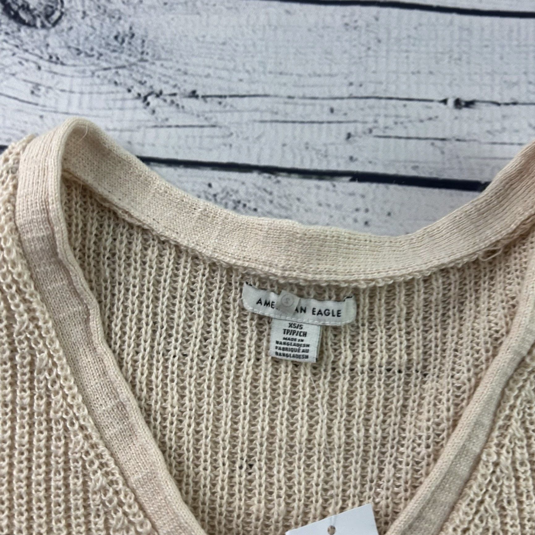 American Eagle Outfitters VINTAGE American Eagle Oversized Button Front Knit Sweater Women's XS/S Beige Size S / US 4 / IT 40 - 2 Thumbnail
