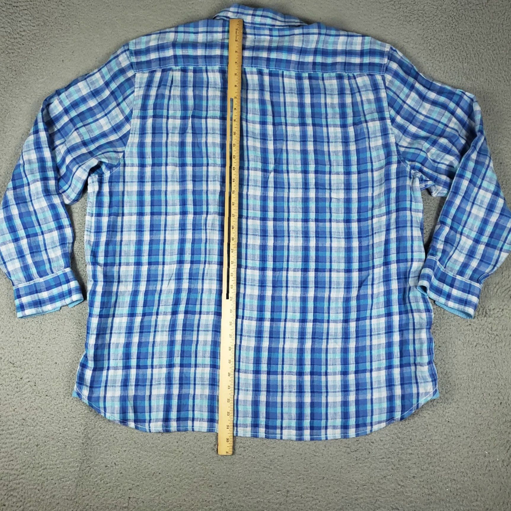 Tommy Bahama Tommy Bahama Shirt Mens 3XL Blue Plaid Linen Button Up Long Sleeve Size US XXL / EU 58 / 5 - 3 Thumbnail
