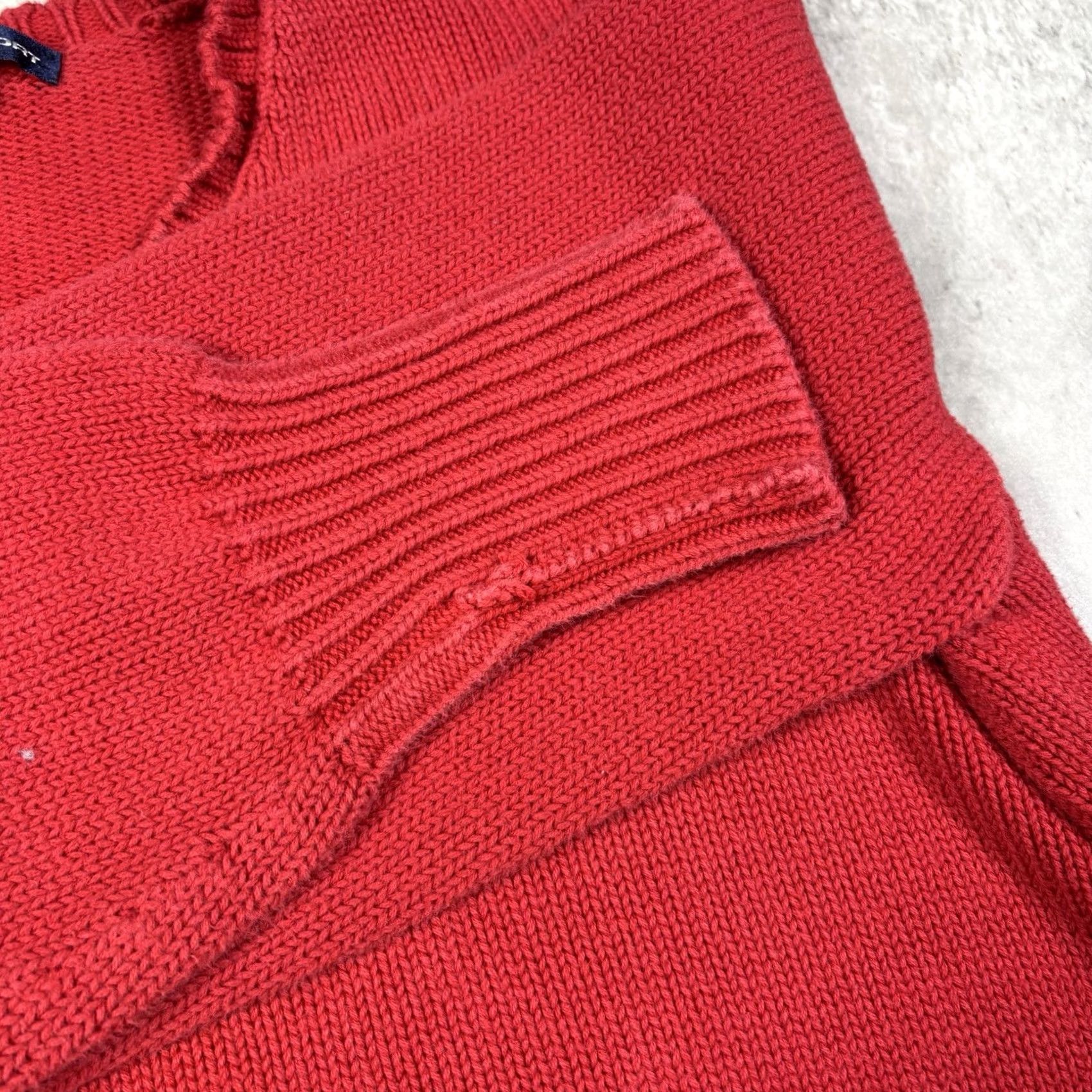 Ralph Lauren VINTAGE Ralph Lauren Sport Sweater Womens Size M Red Pullover Knit Crew Neck 90s Preppy Logo Raglan Sleeve Cable Pattern Ready to Ship Size M / US 6-8 / IT 42-44 - 7 Thumbnail