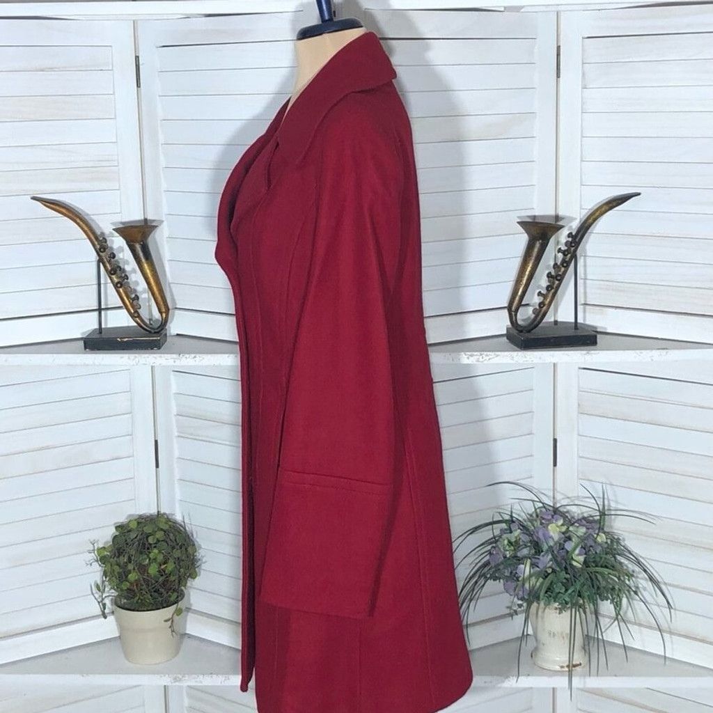 Anne Klein Anne Klein Peacoat Prepy Double Breasted Wool Red Burgundy S Size S / US 4 / IT 40 - 8 Thumbnail