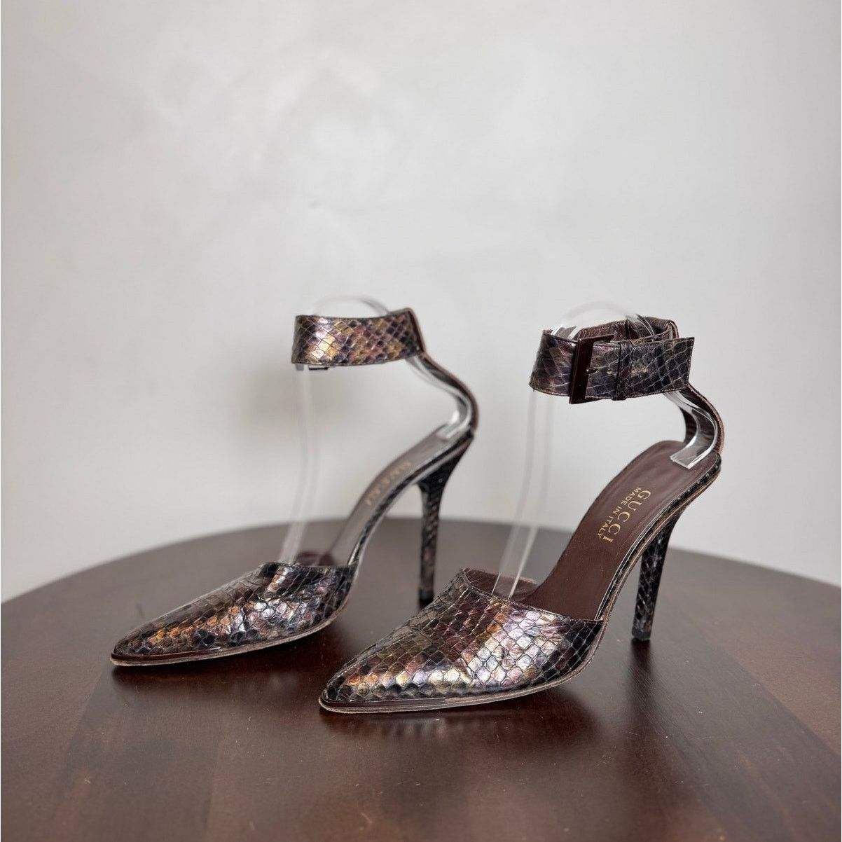 Gucci Gucci by Tom Ford Vintage Python Ankle Strap Heels Size US 7.5 / IT 37.5 - 3 Thumbnail