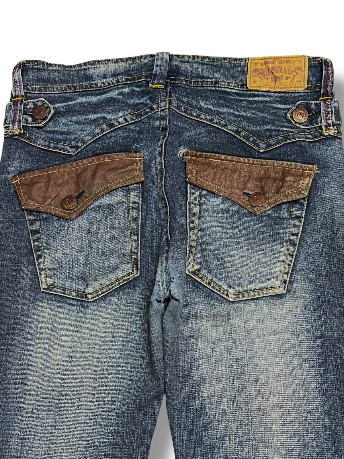 Japanese Brand Vintage Flared Original Jeans Japan - Faded Wash Style Jeans Size US 33 - 5 Thumbnail