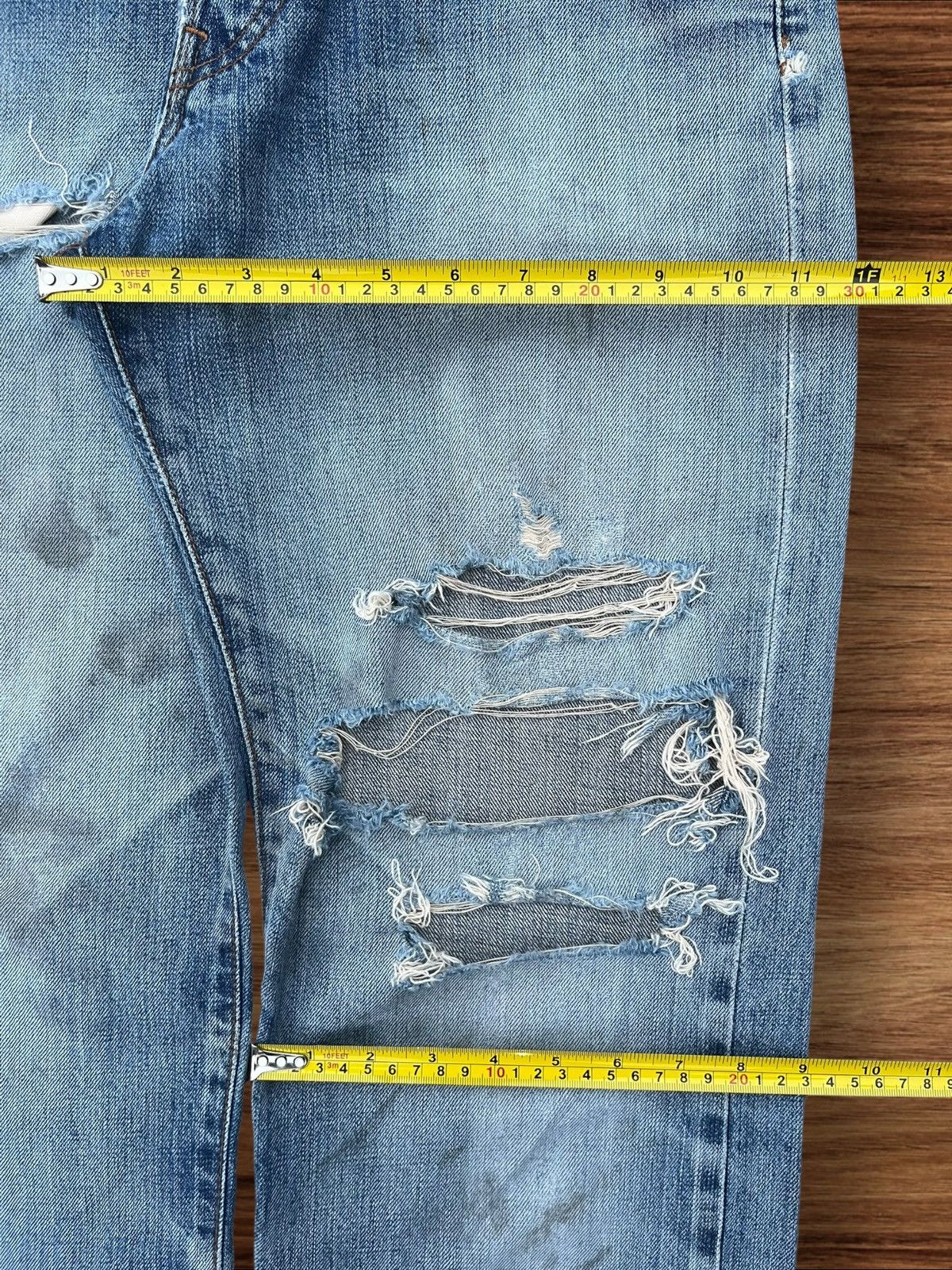 Japanese Brand × Jun Takahashi Vintage Japanese Blue Washed Buttonfly Ripped Selvedge Jeans Size US 30 / EU 46 - 18 Thumbnail