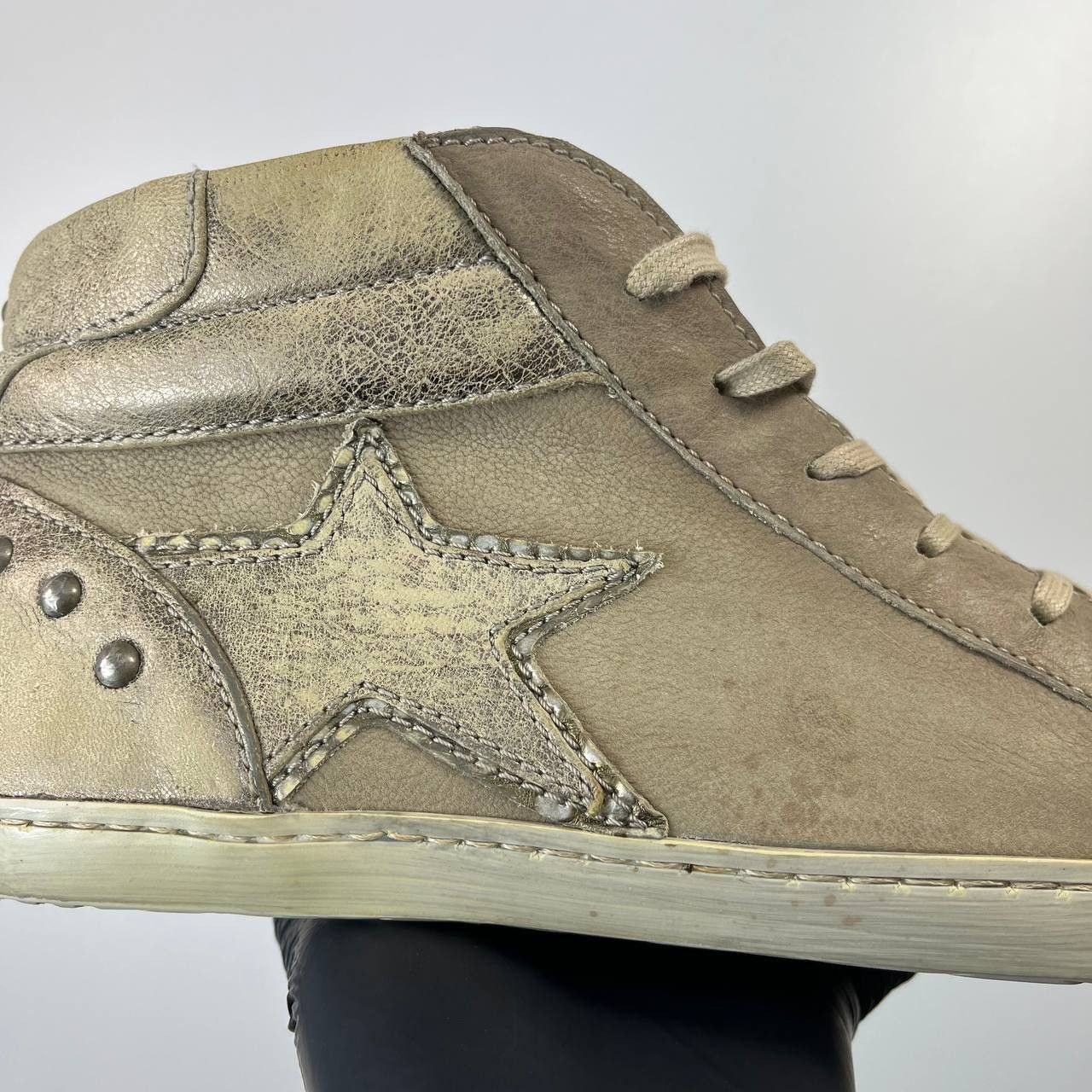 Other Roberto Santi Selection Gold Leather High Top Sneakers EU 40 Size US 8 / IT 38 - 9 Thumbnail