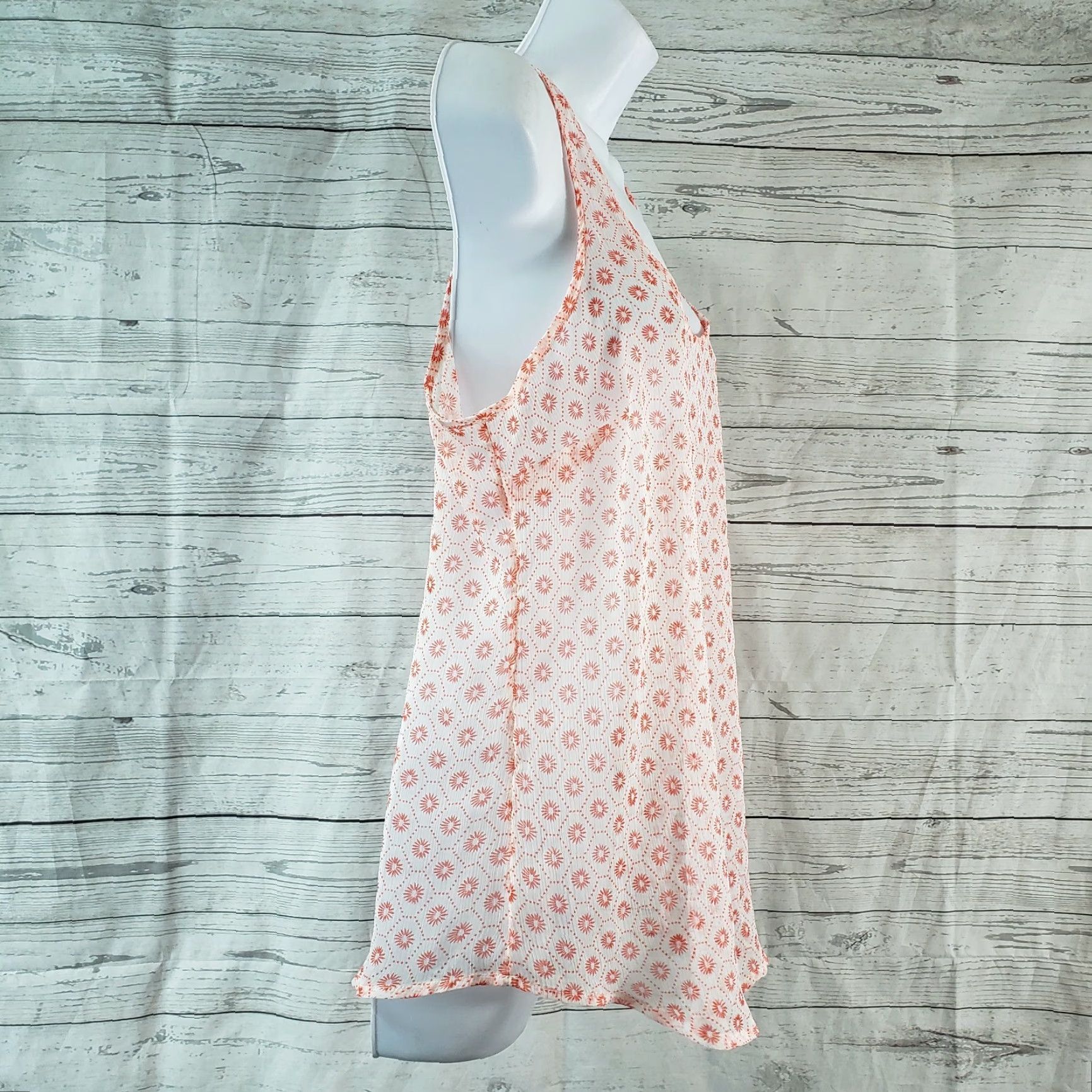 Old Navy VINTAGE Old Navy Womens Tank Top Sz Large Orange White Semi Sheer Scoop Neck Size L / US 10 / IT 46 - 2 Thumbnail