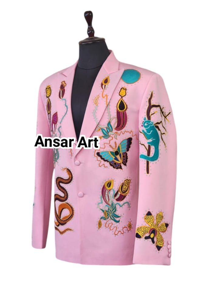 Other Men 2PC Customized snake embroidery cocktail prom outfit Size 46R - 4 Thumbnail