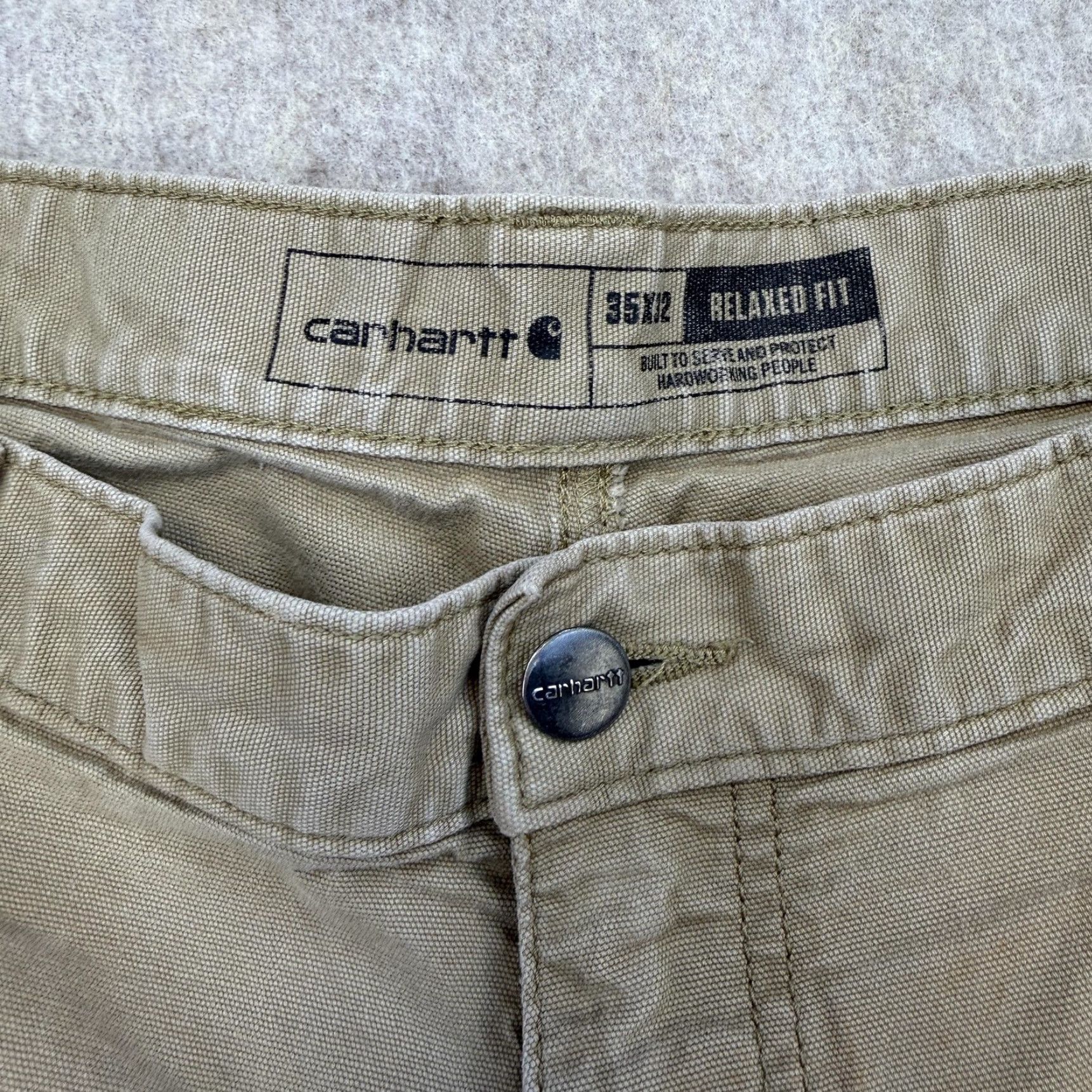 Carhartt Carhartt Pants Men 35x30 Relaxed Fit Canvas Beige Rugged Flex / Carpenter / Workwear / Pockets / Zip / Straight Leg / BN2291-M Size US 35 - 5 Thumbnail